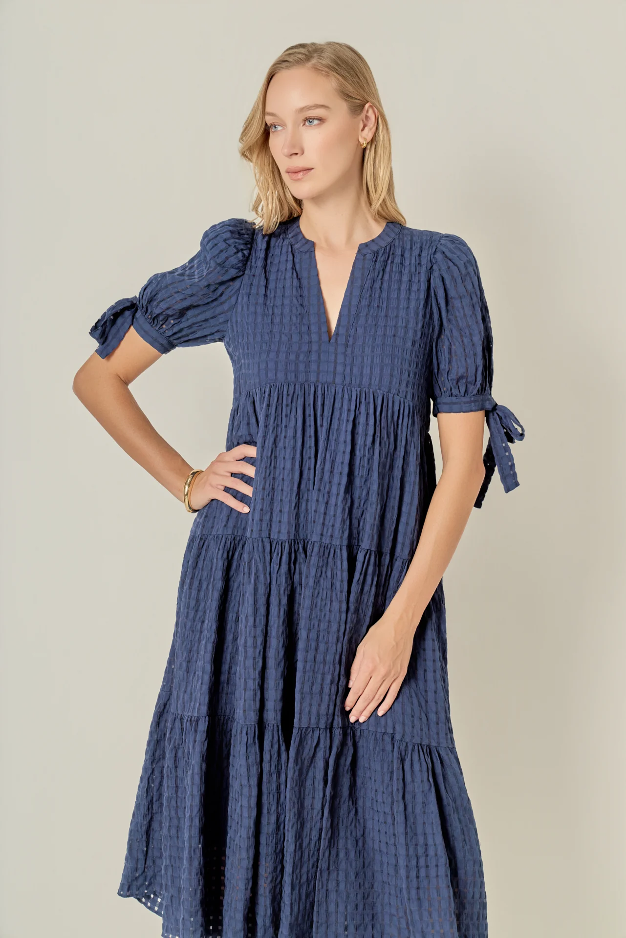 Gingham Tiered Midi Dress - Image 5
