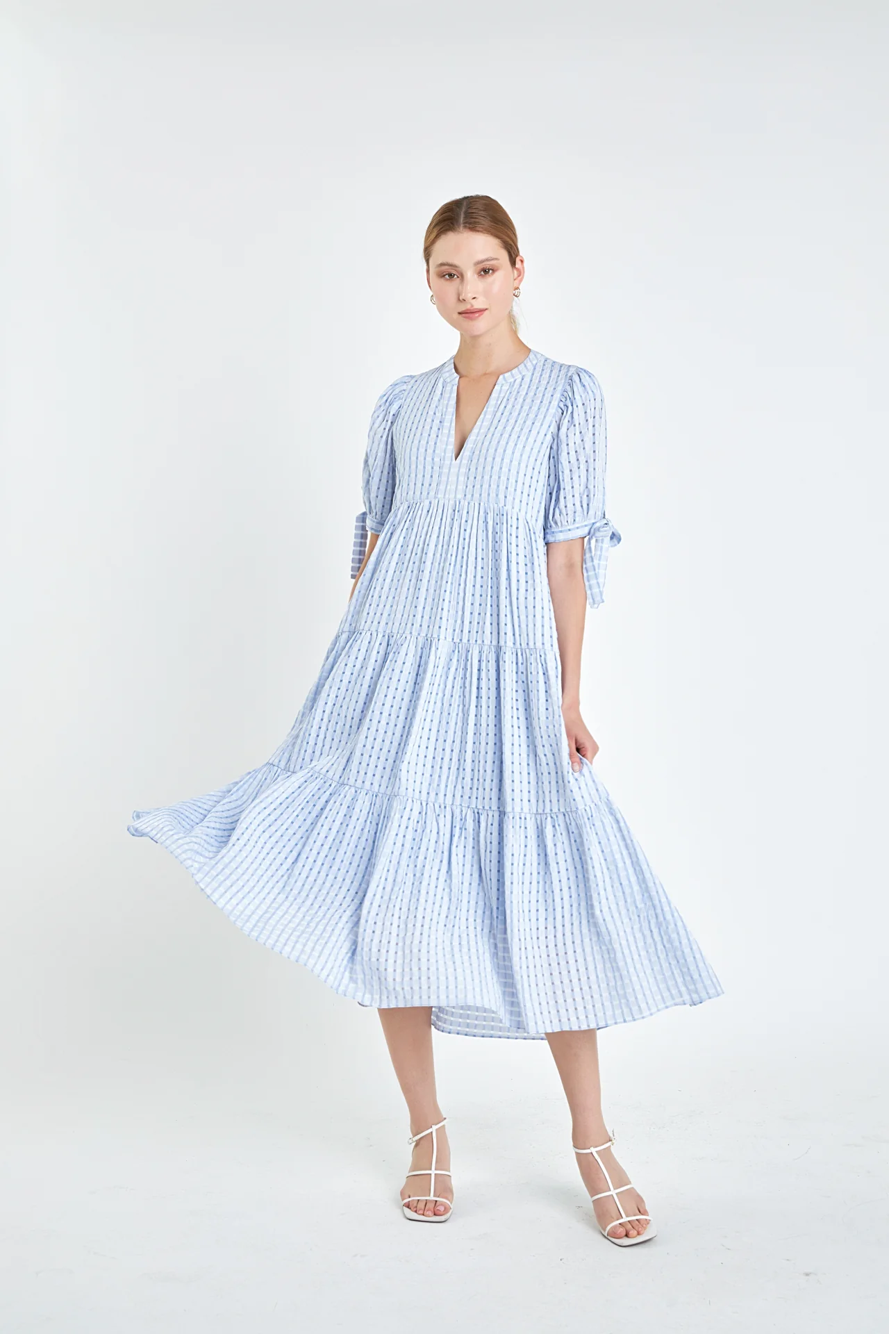 Gingham Tiered Midi Dress - Image 50