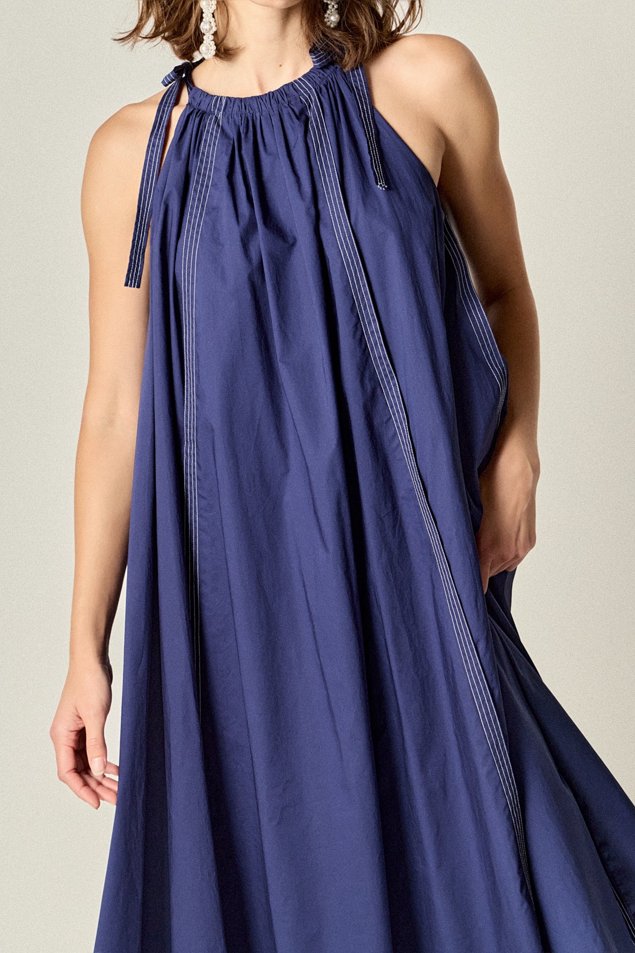 Halter Neck Tie Midi Dress - Image 2