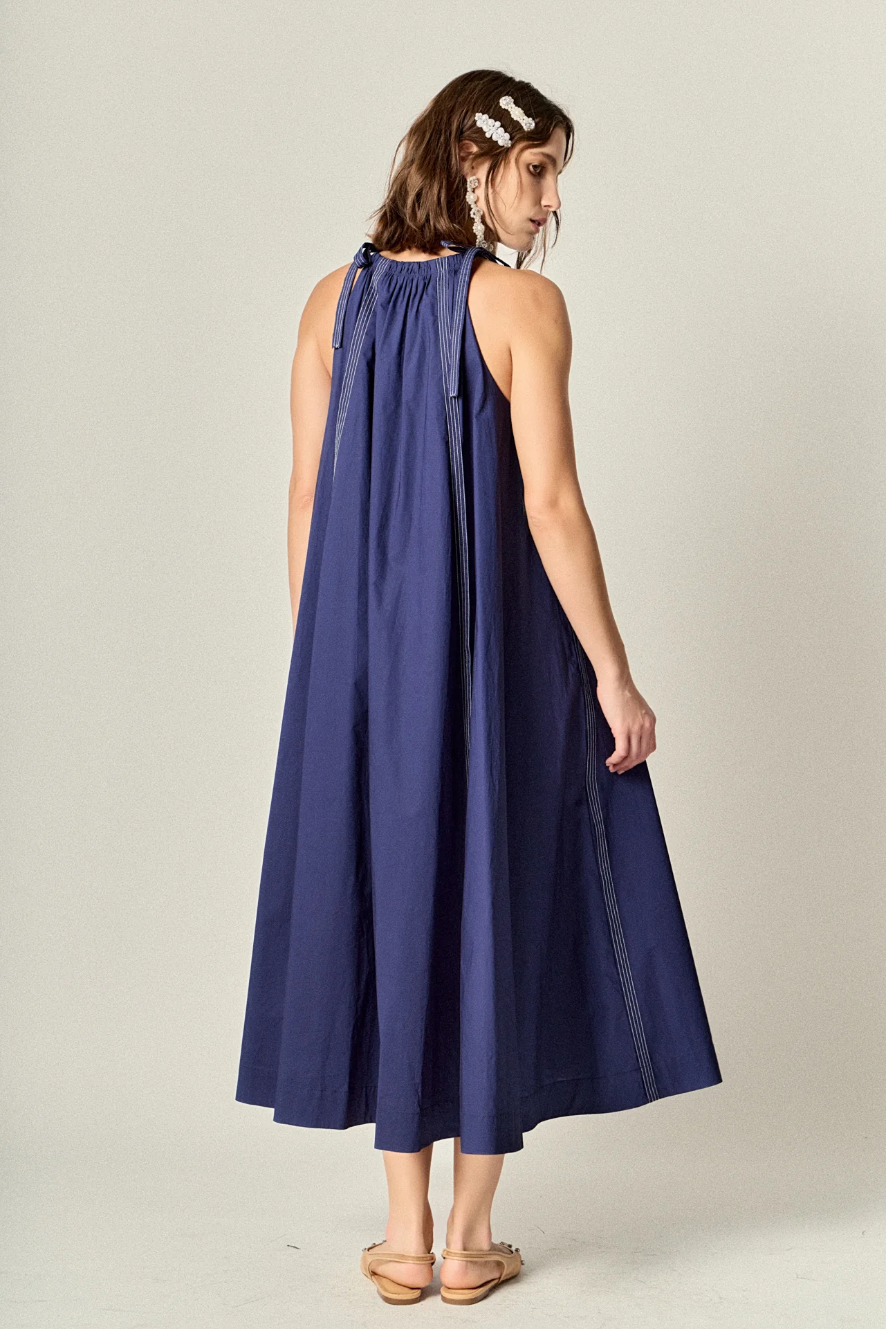 Halter Neck Tie Midi Dress - Image 4