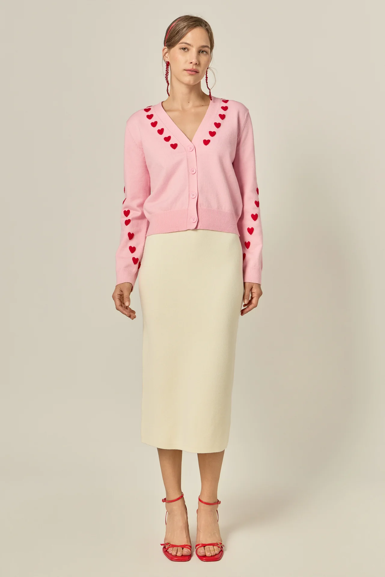 Heart Accent Knit Cardigan