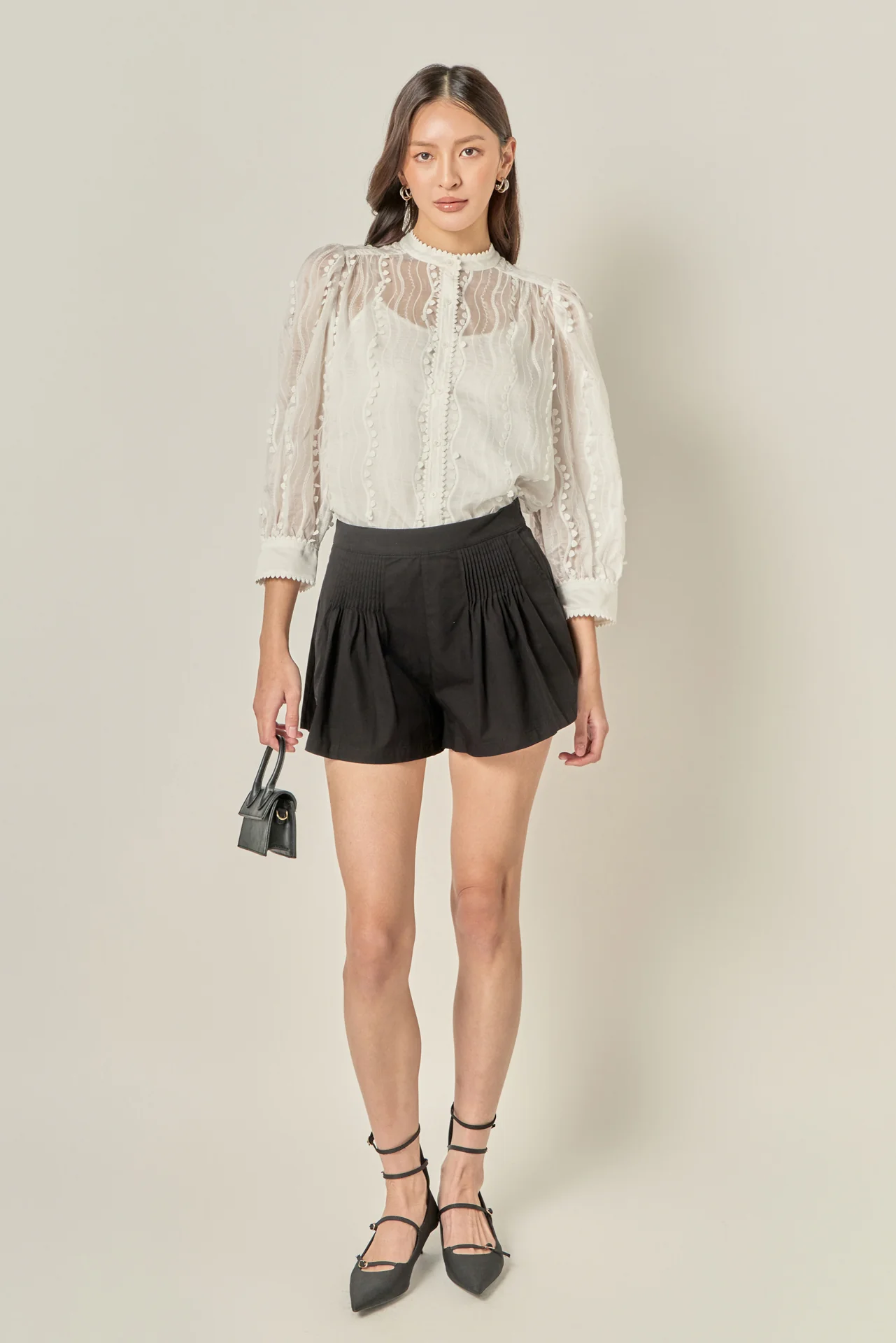 Heart Trim Sheer Blouse