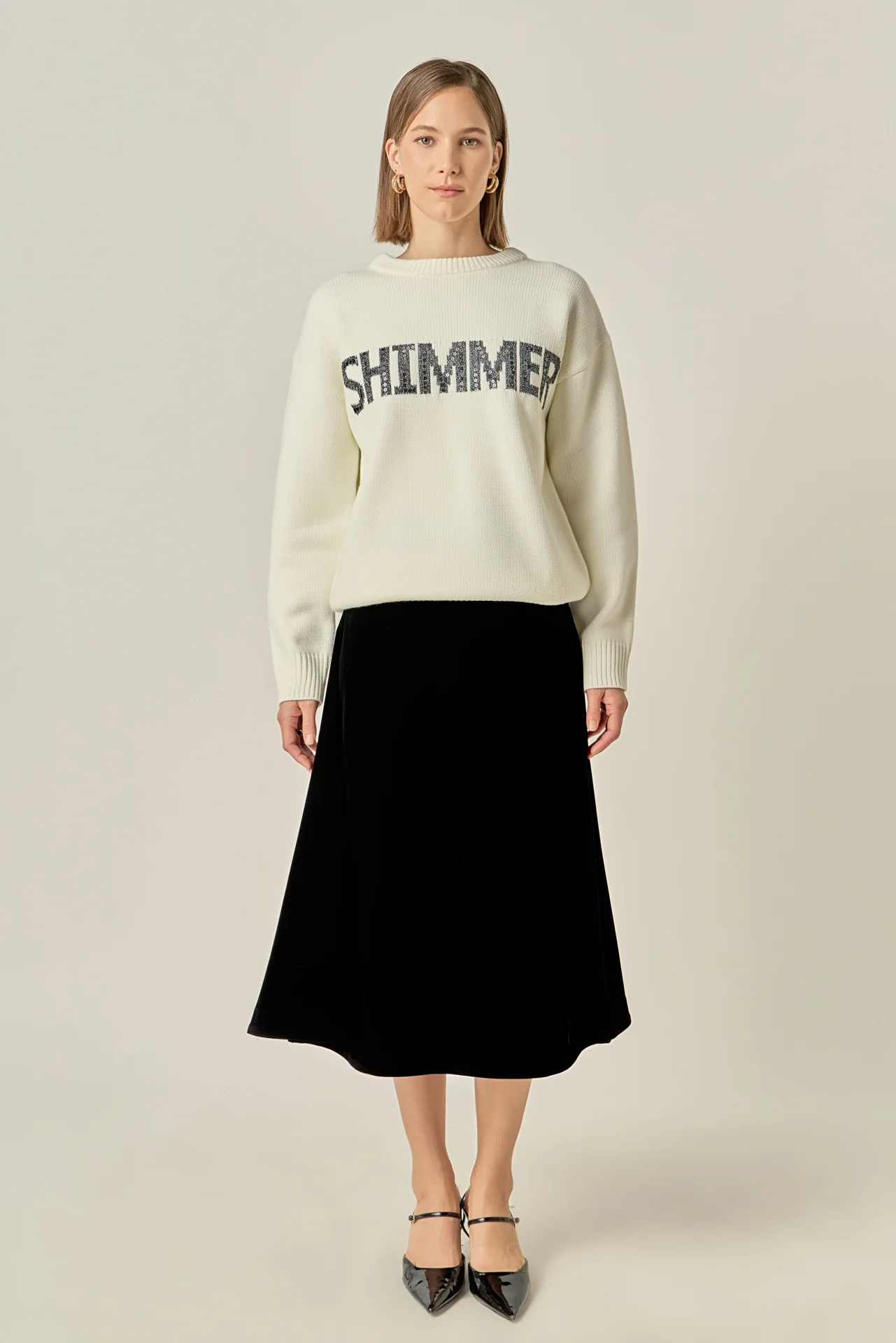 Holiday Sequins Lettering Sweater