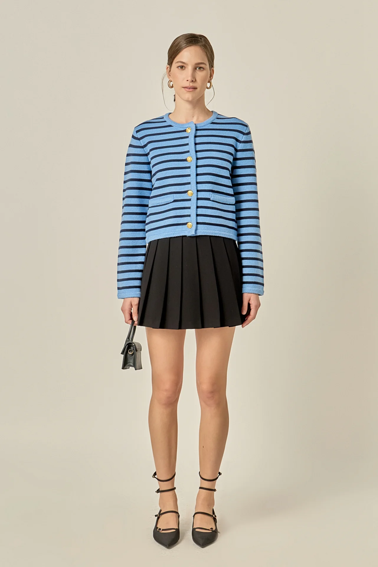 Pepper Knit Sailor Stripe Cropped Sweater Cardigan