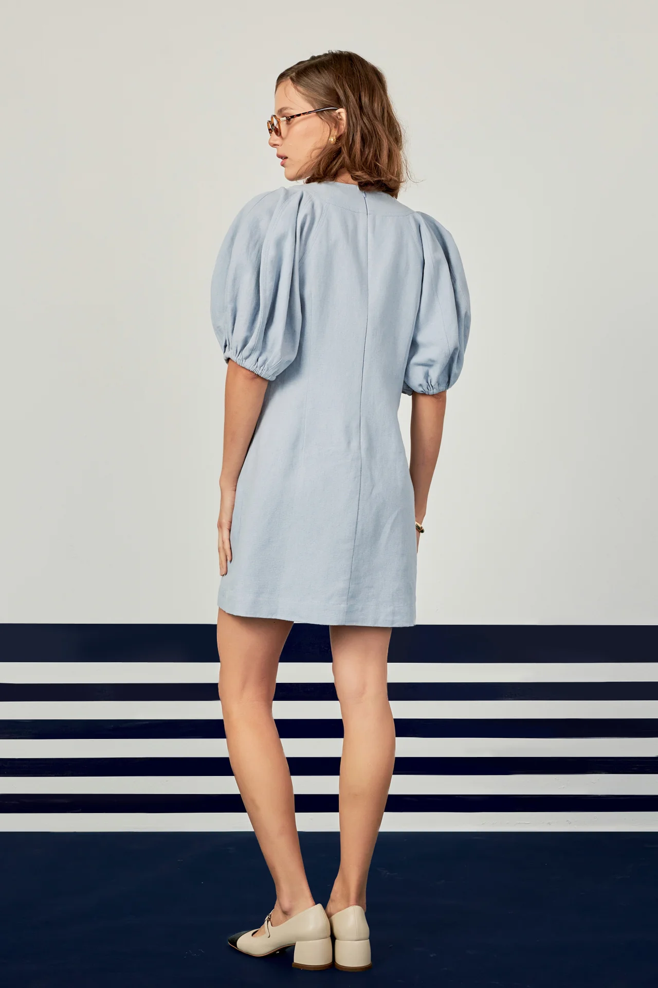 Laced Up Puffed Sleeve Mini Dress - Image 16