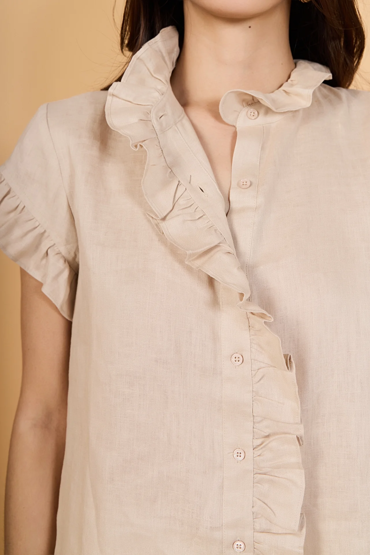 Linen Ruffle Shirt - Image 3