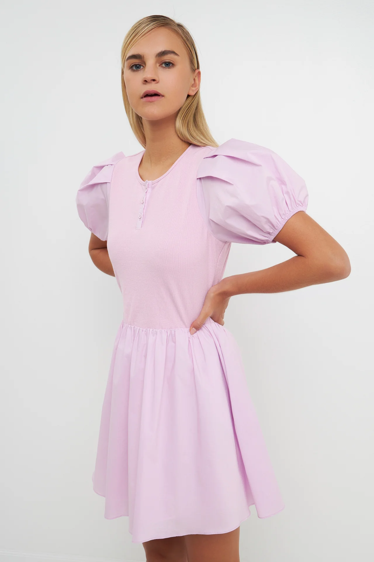Mixed Media Henley Mini Dress - Image 10