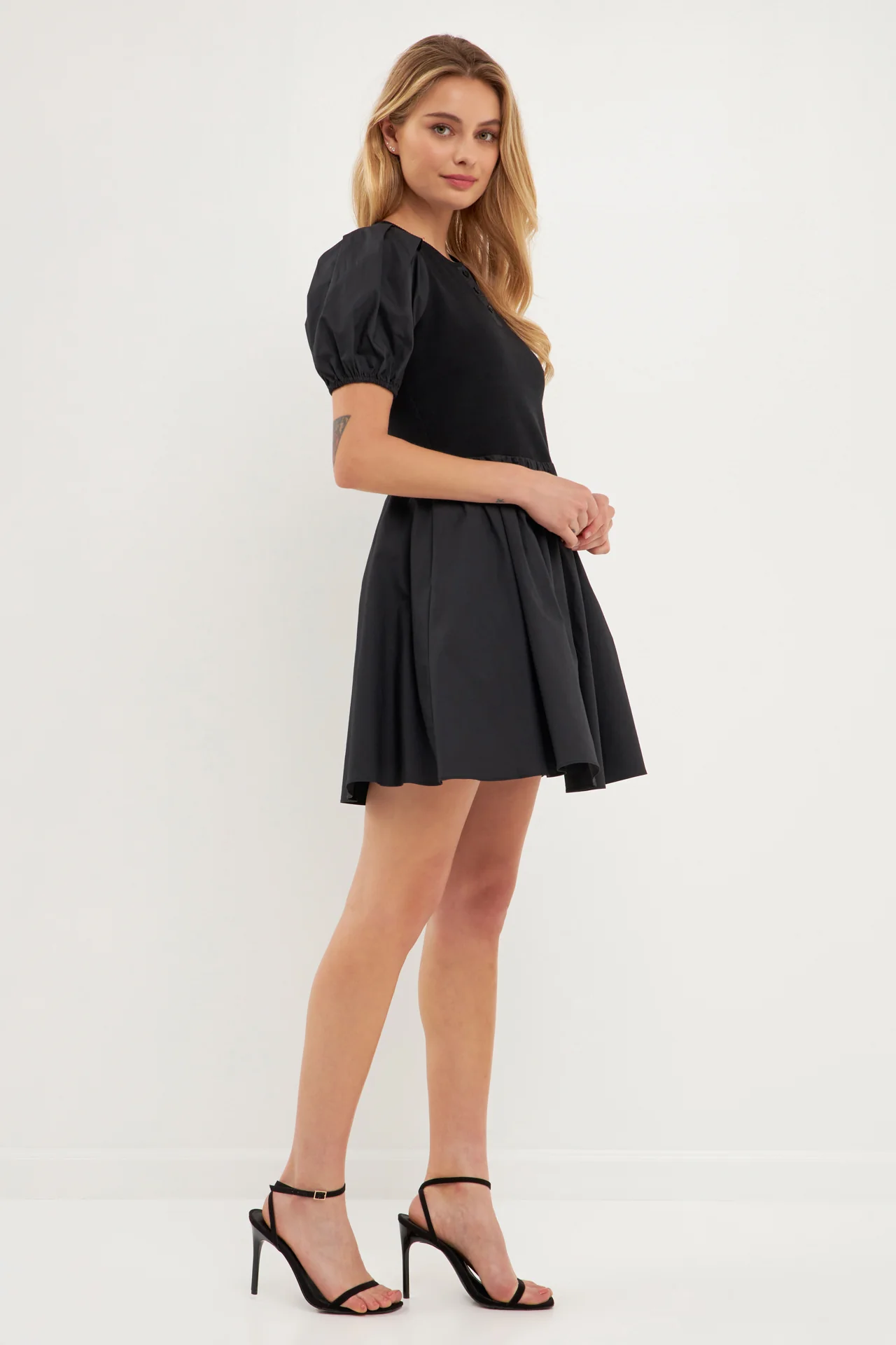 Mixed Media Henley Mini Dress - Image 3