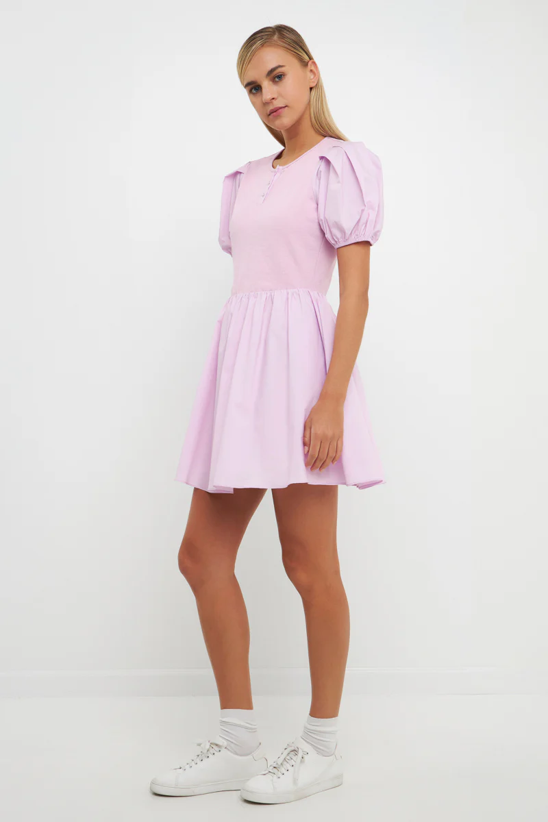 Mixed Media Henley Mini Dress - Image 8