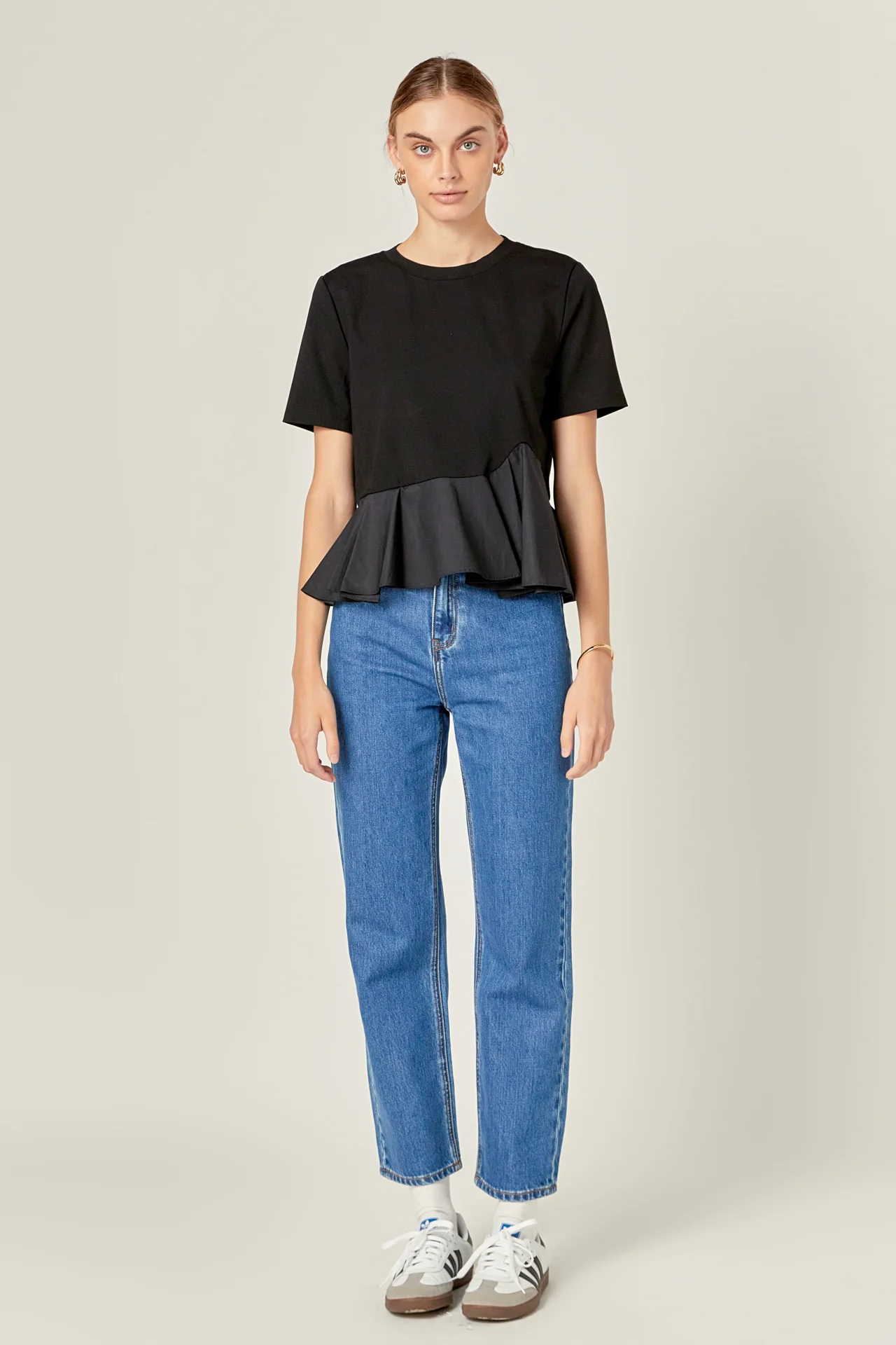 Mixed Media Ruffled Top