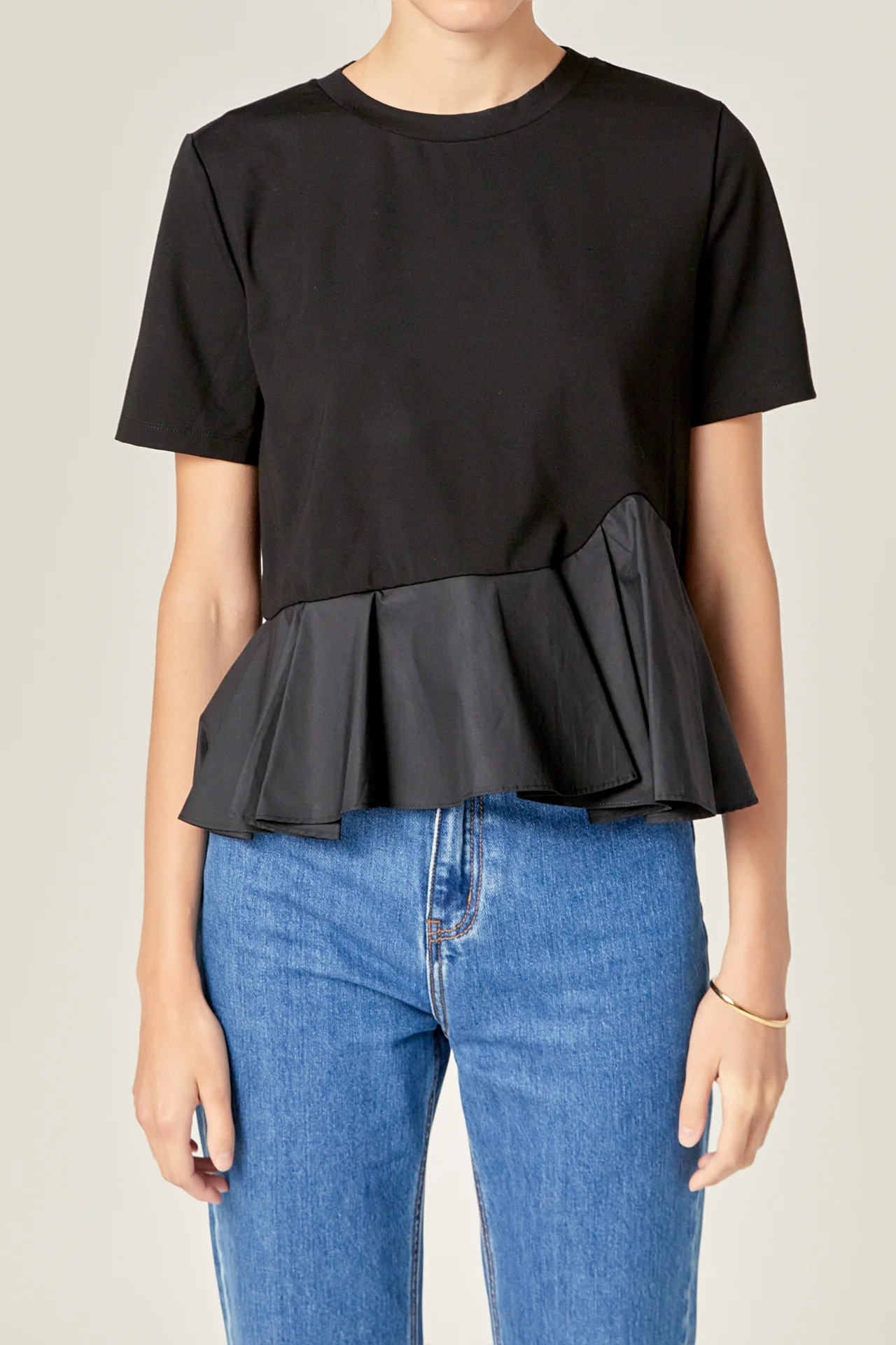 Mixed Media Ruffled Top - Image 2