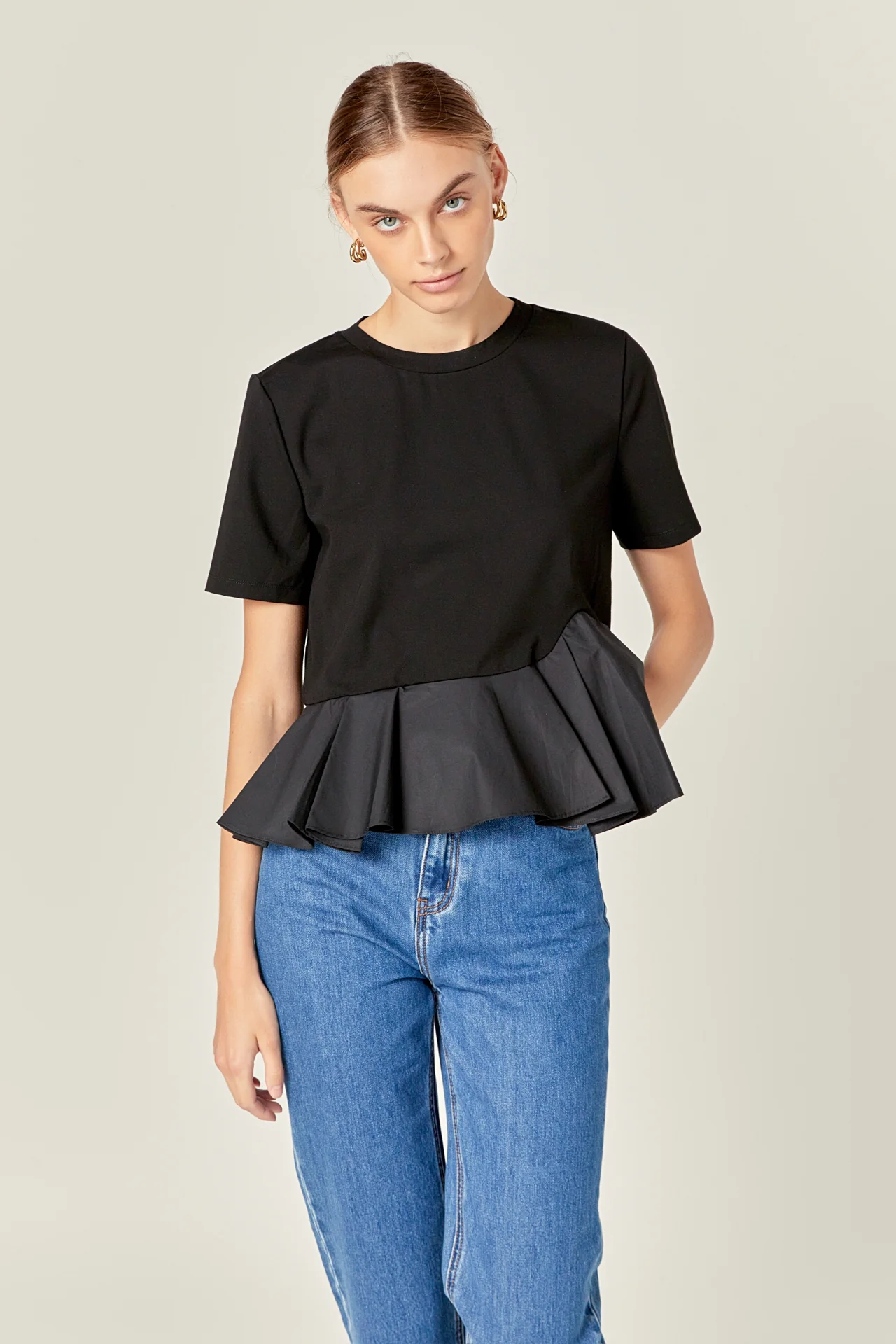 Mixed Media Ruffled Top - Image 5