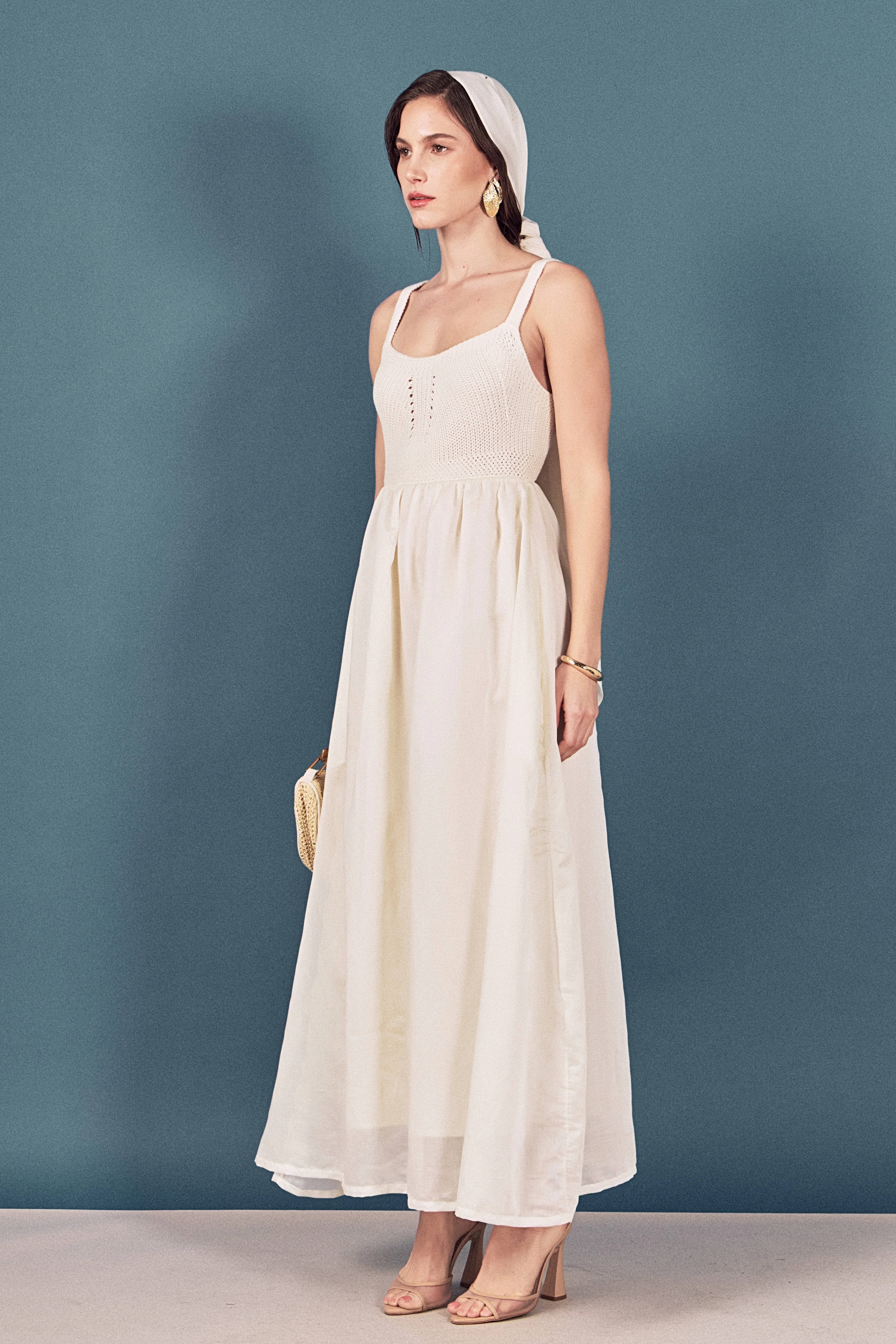 Mixed Media Sleeveless Midi Dress - Image 5