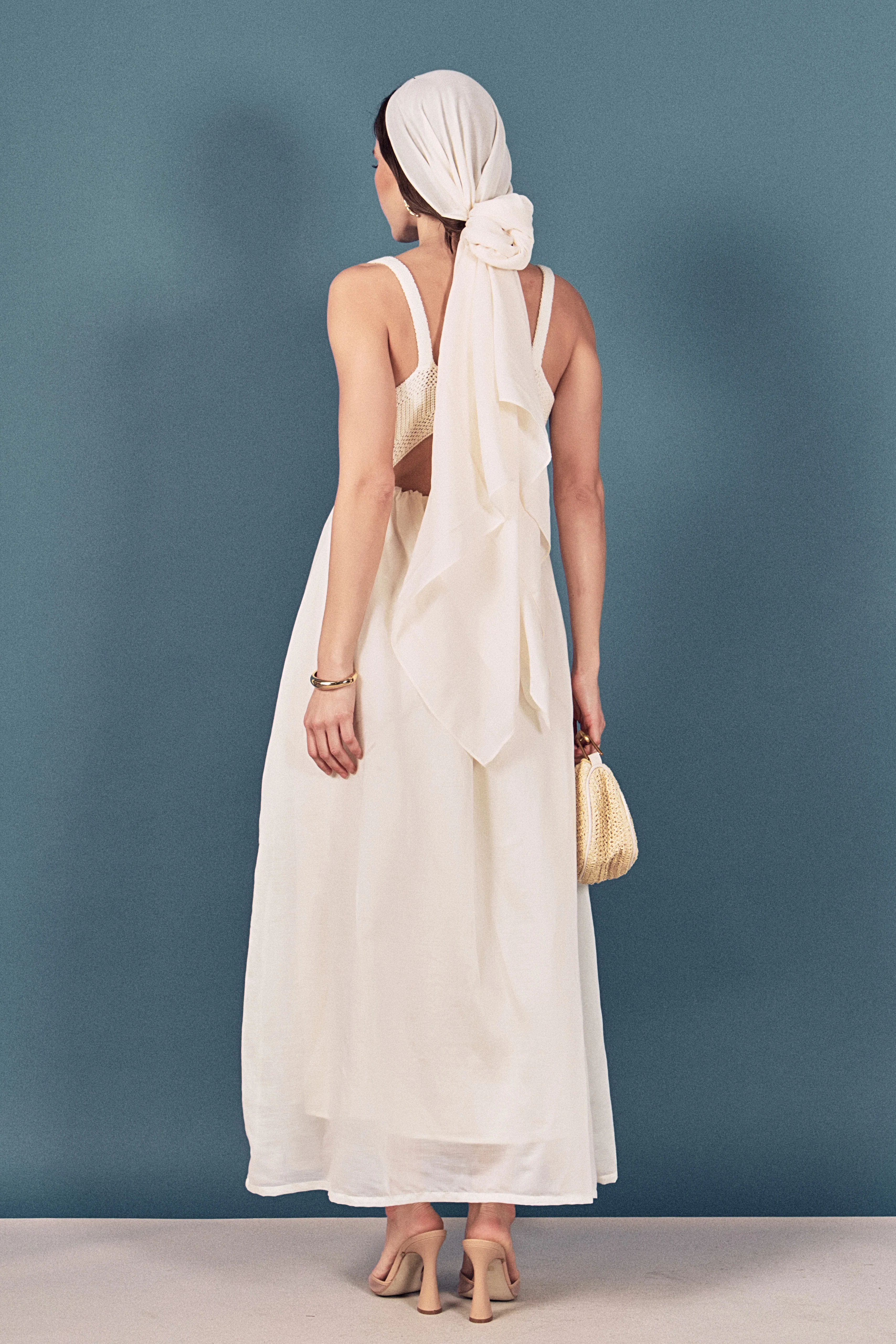 Mixed Media Sleeveless Midi Dress - Image 6