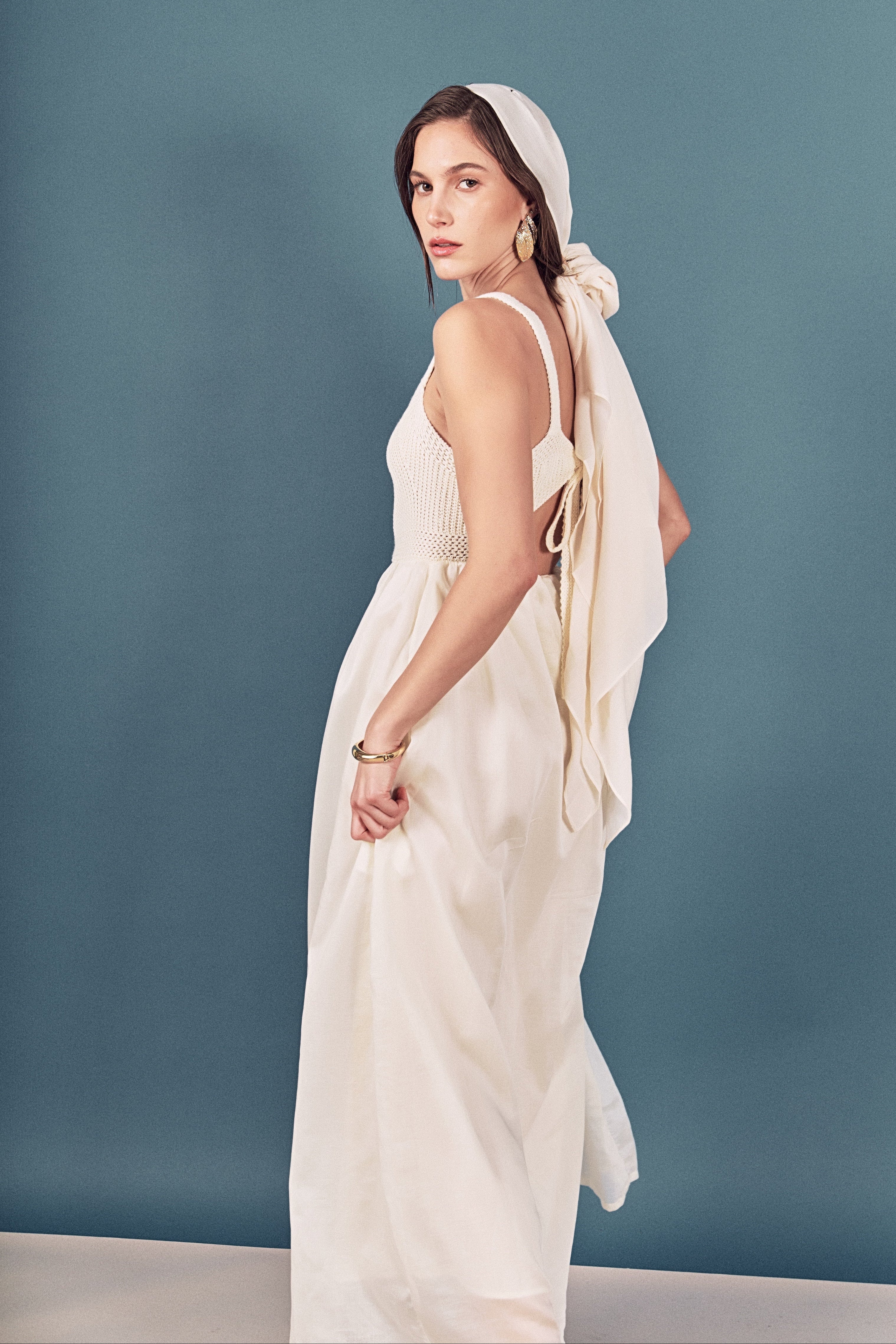 Mixed Media Sleeveless Midi Dress - Image 8