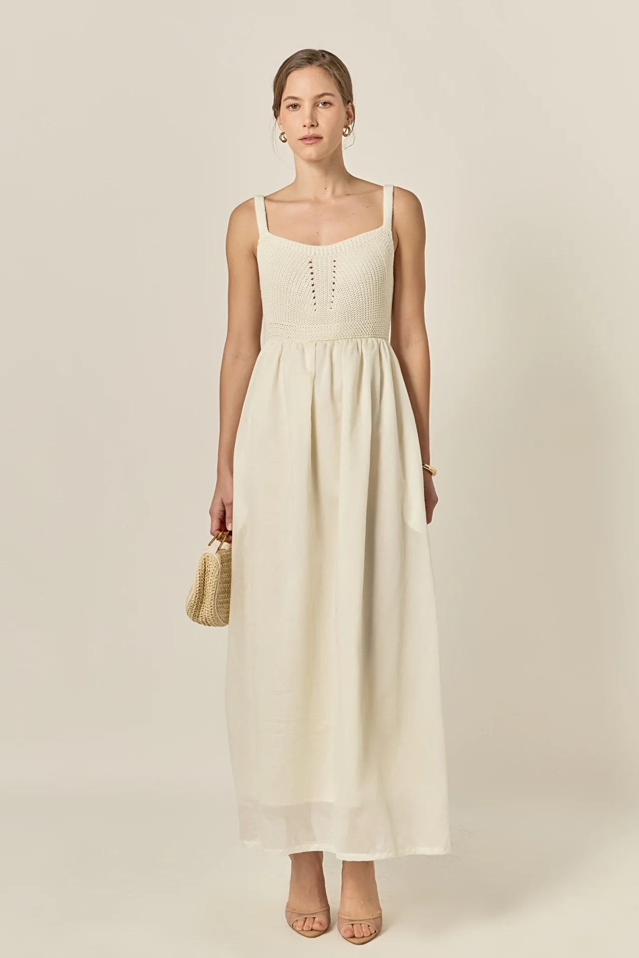 Mixed Media Sleeveless Midi Dress - Image 9