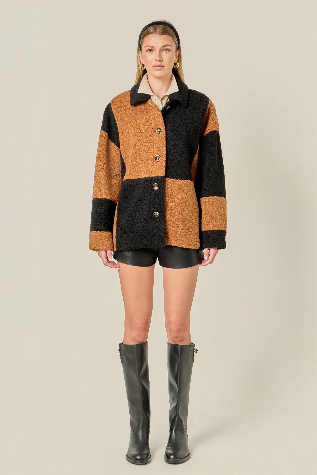 Oversize Teddy Check Jacket