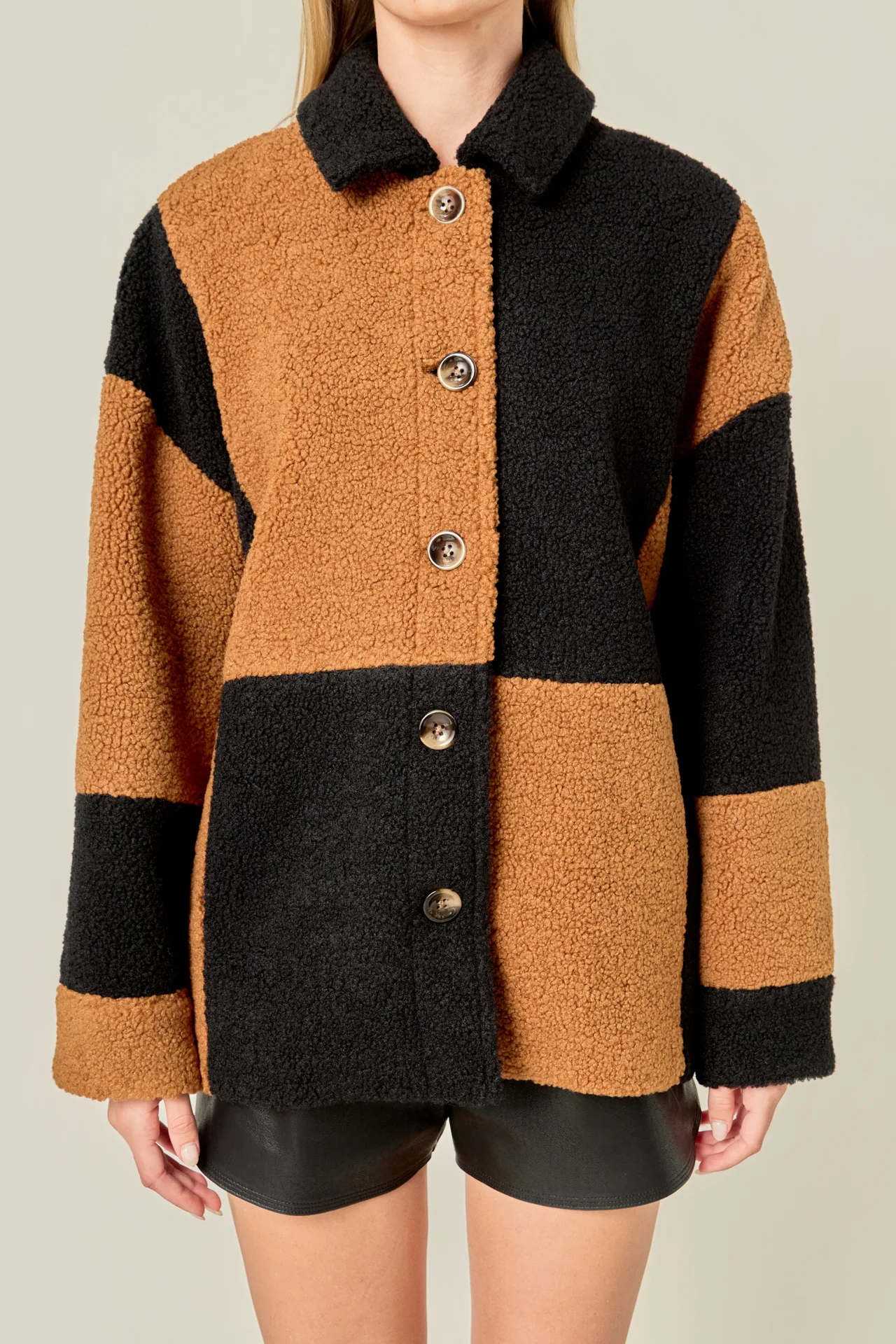 Oversize Teddy Check Jacket - Image 2