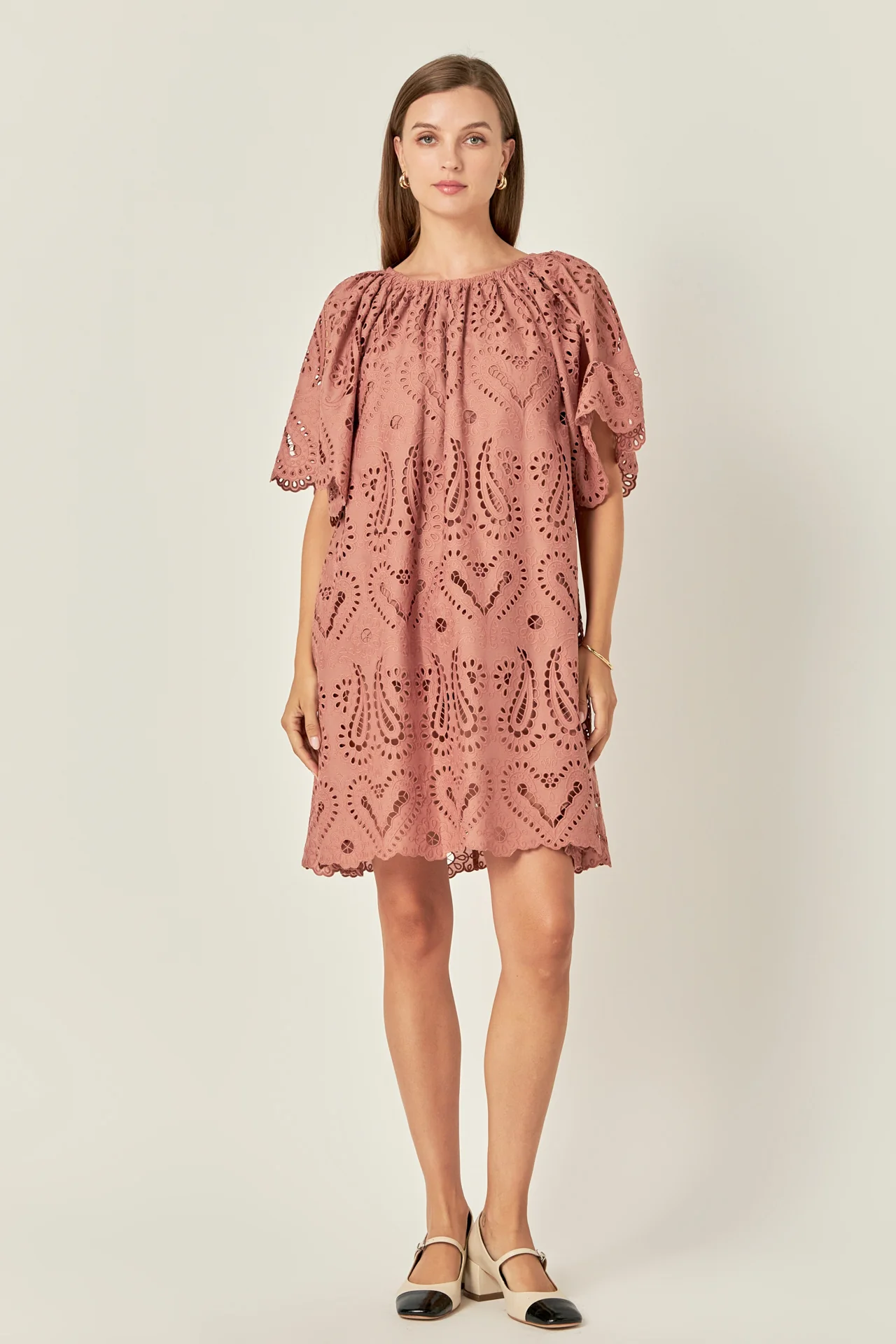 Paisley Embroidered Mini Dress