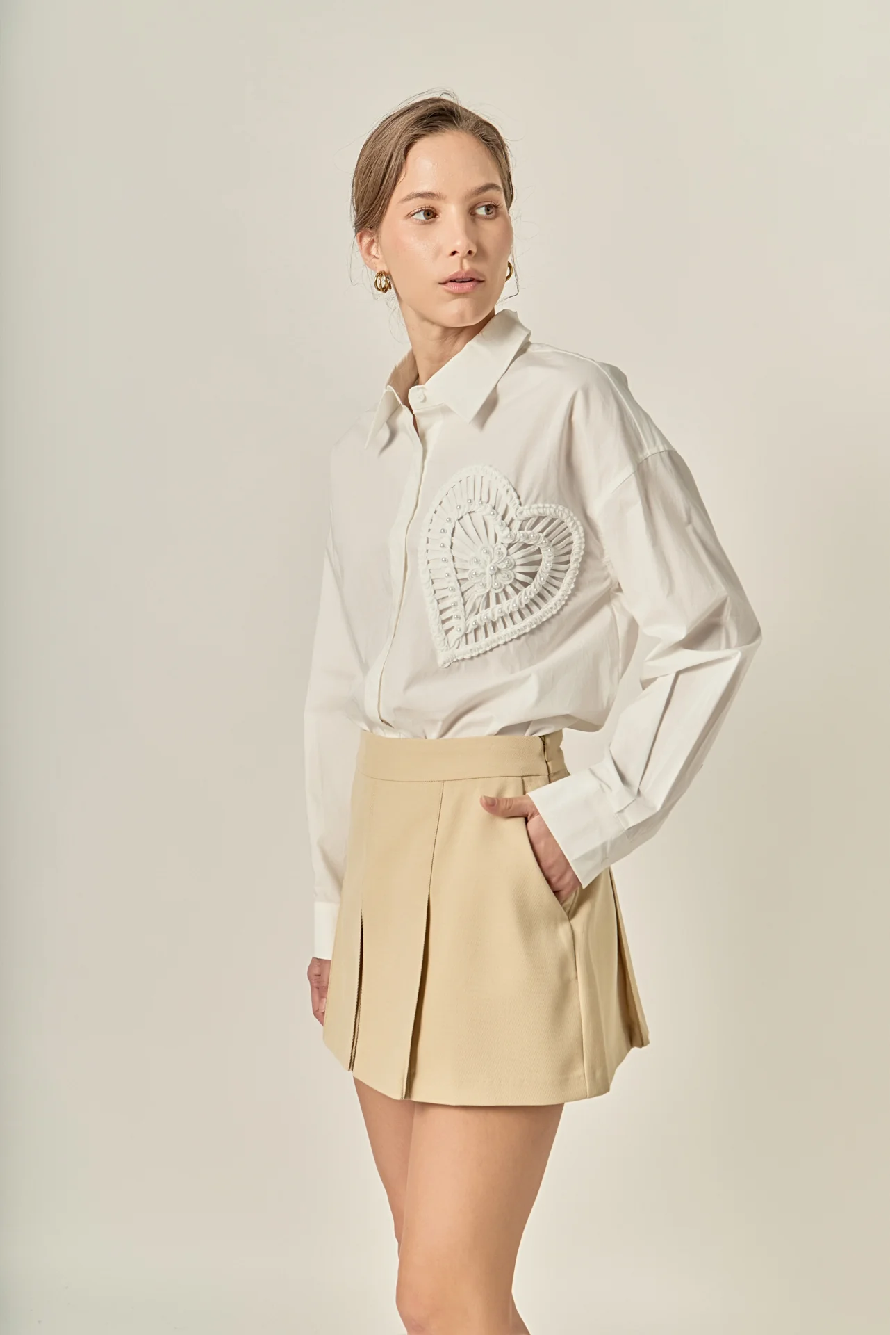 Pearl Heart Button Up Shirt - Image 6