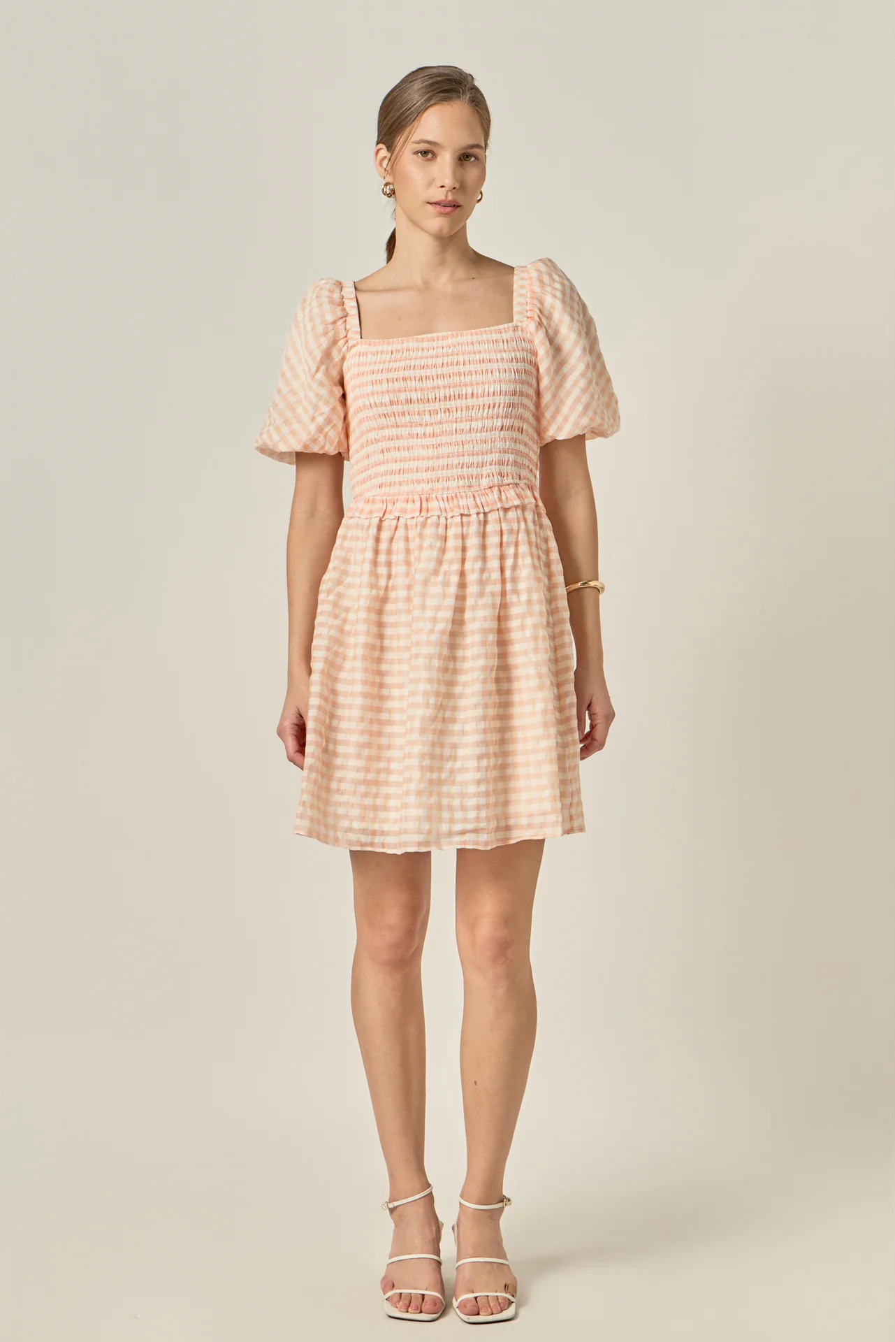 Plaid Smocked Mini Dress