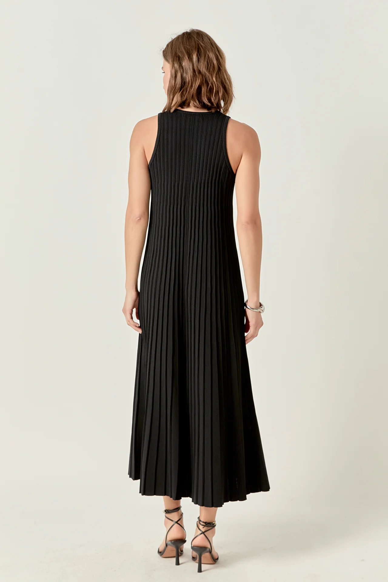 Pleated A-line Knit Midi Dress - Image 14