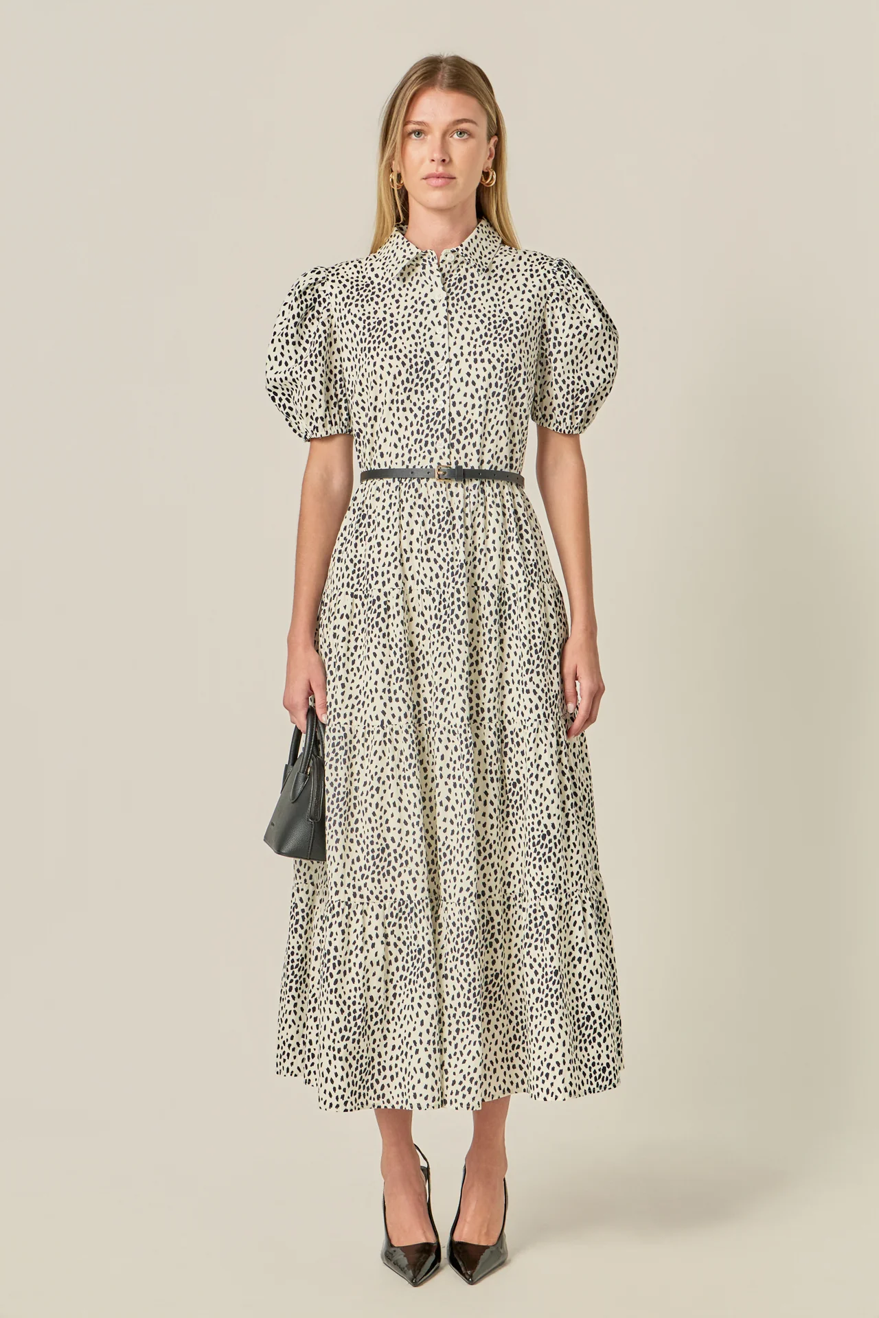 Print Button Up Midi Dress