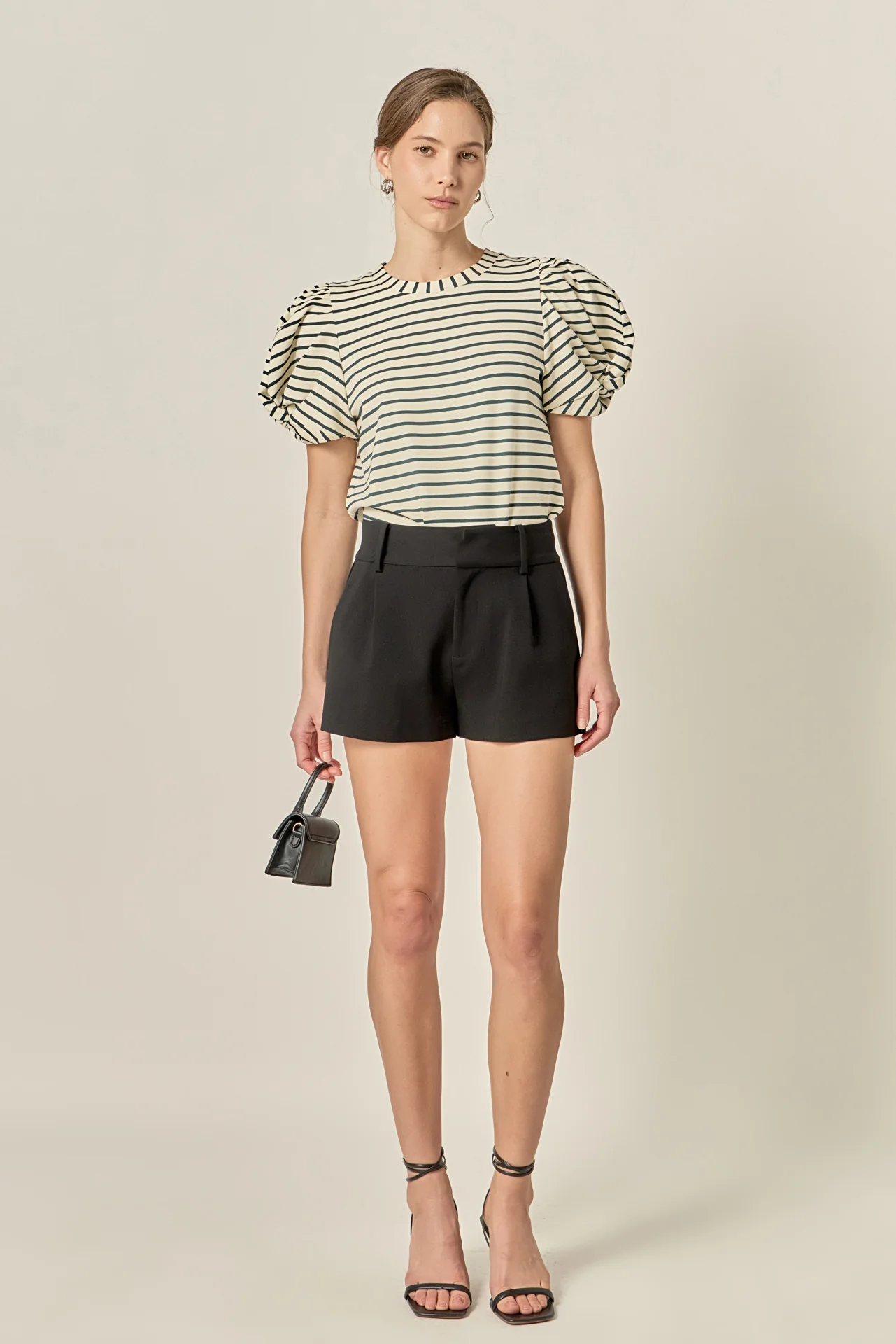 Striped Puff Sleeve Knit Top