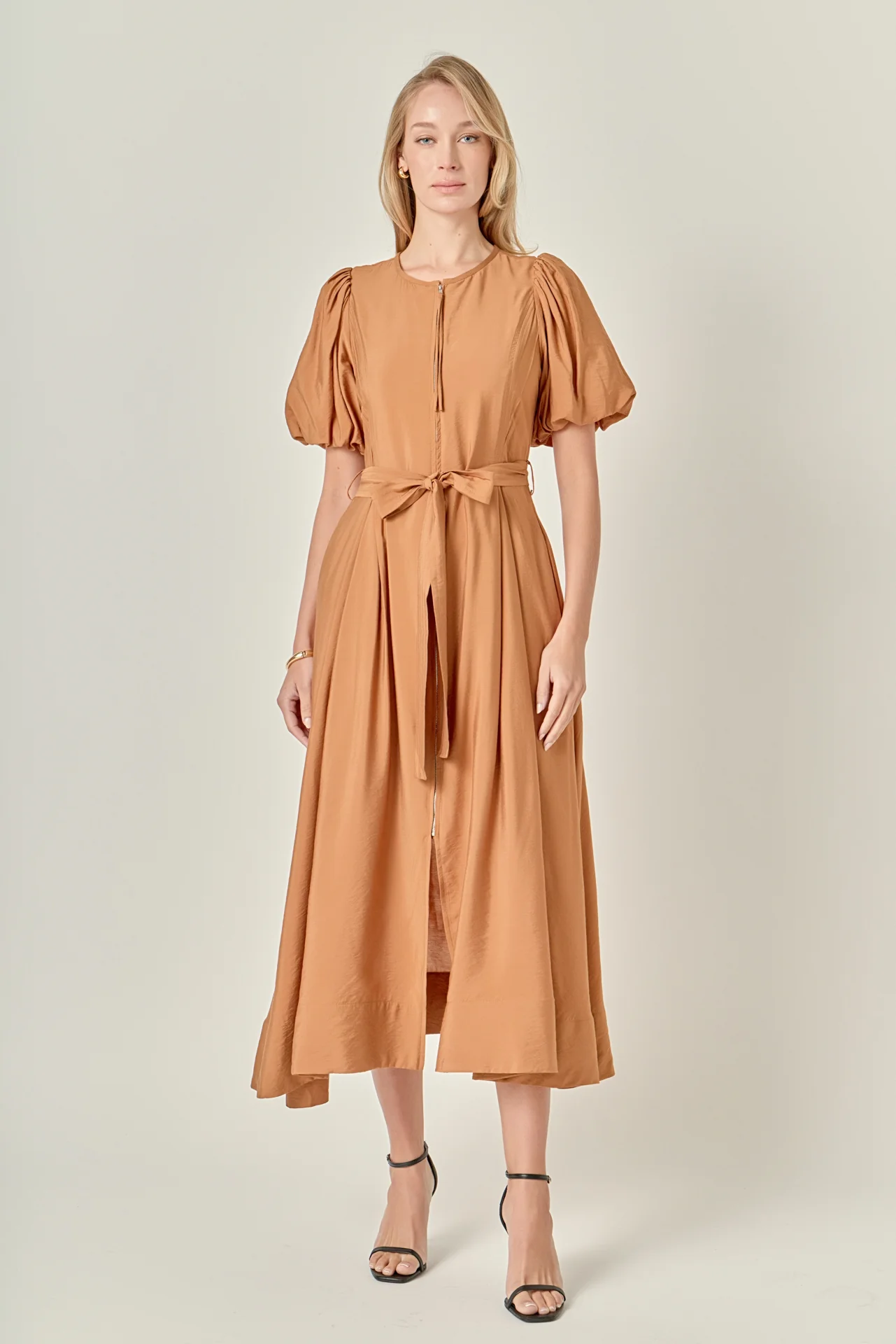 Puff Sleeve Midi Dress
