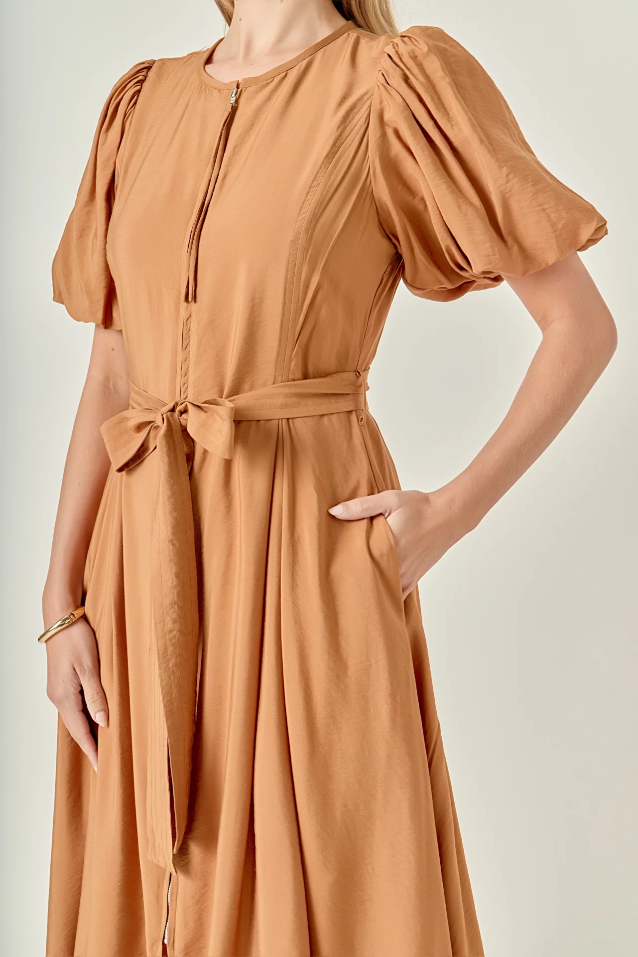 Puff Sleeve Midi Dress - Image 2