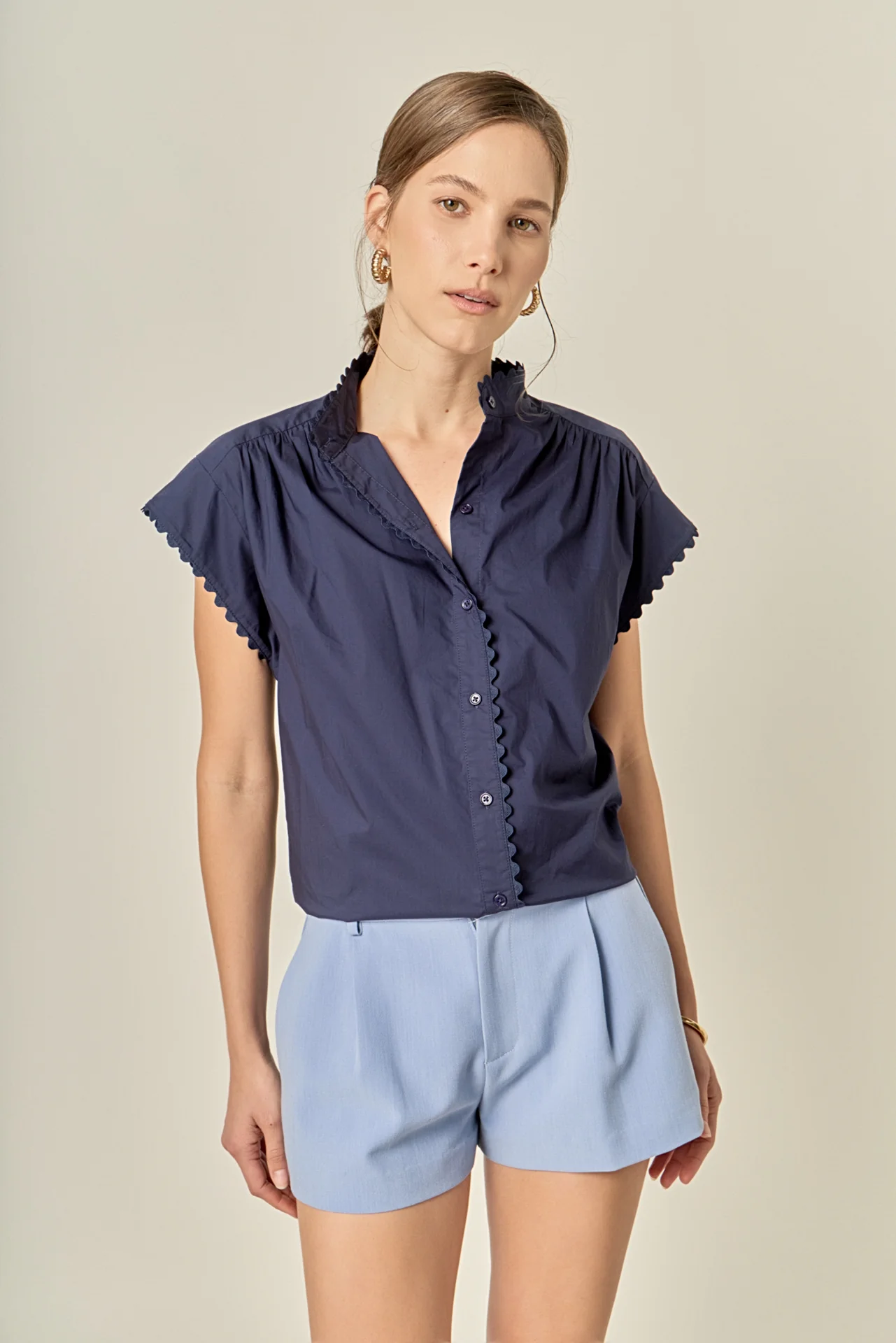 Scallop Trim Ric Rac Short Sleeve Shirt - Image 23