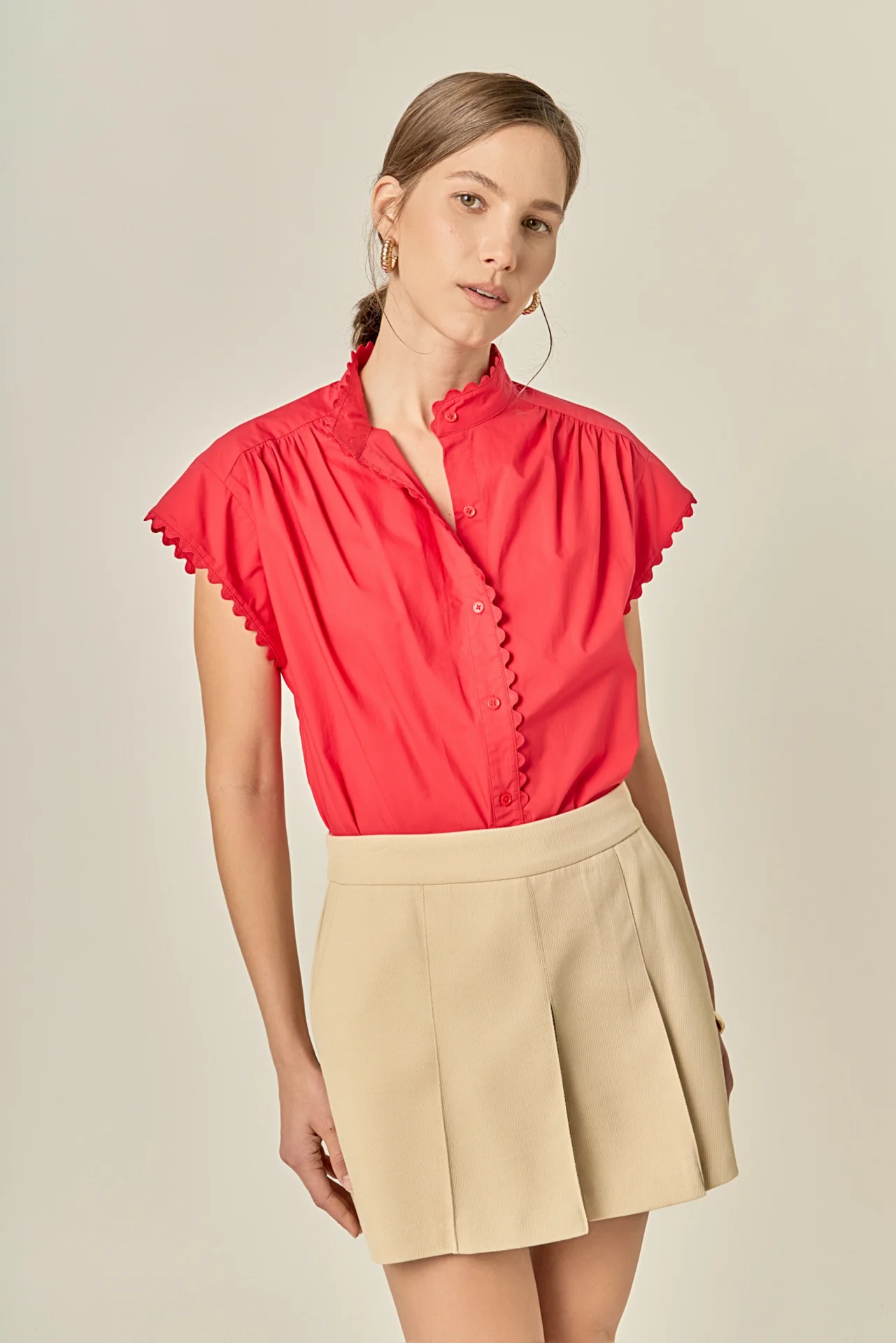 Scallop Trim Ric Rac Short Sleeve Shirt - Image 28