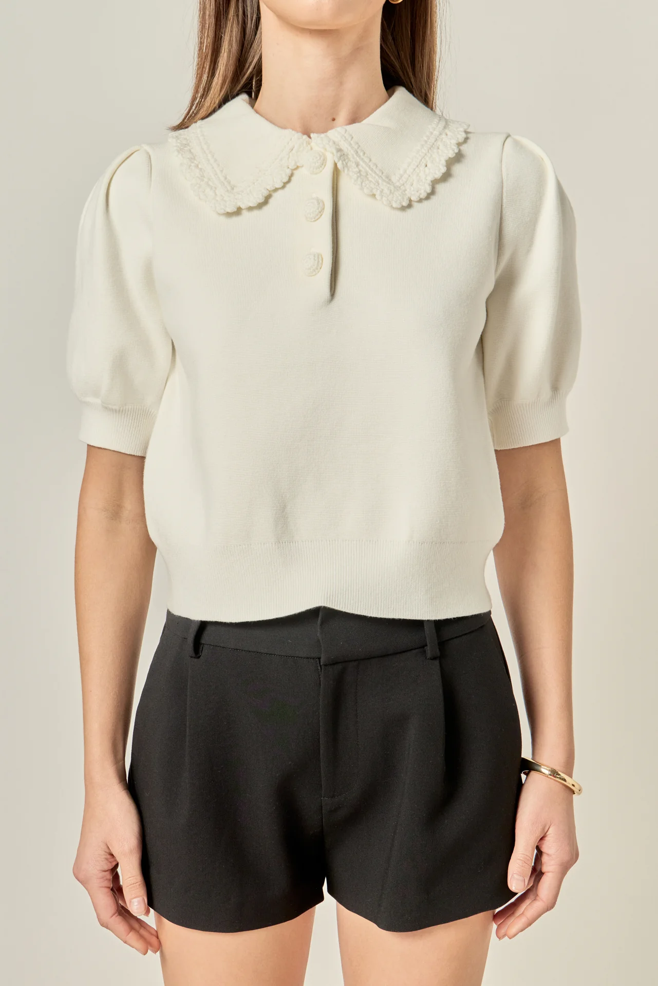 Scallop Collar Knit Top - Image 2