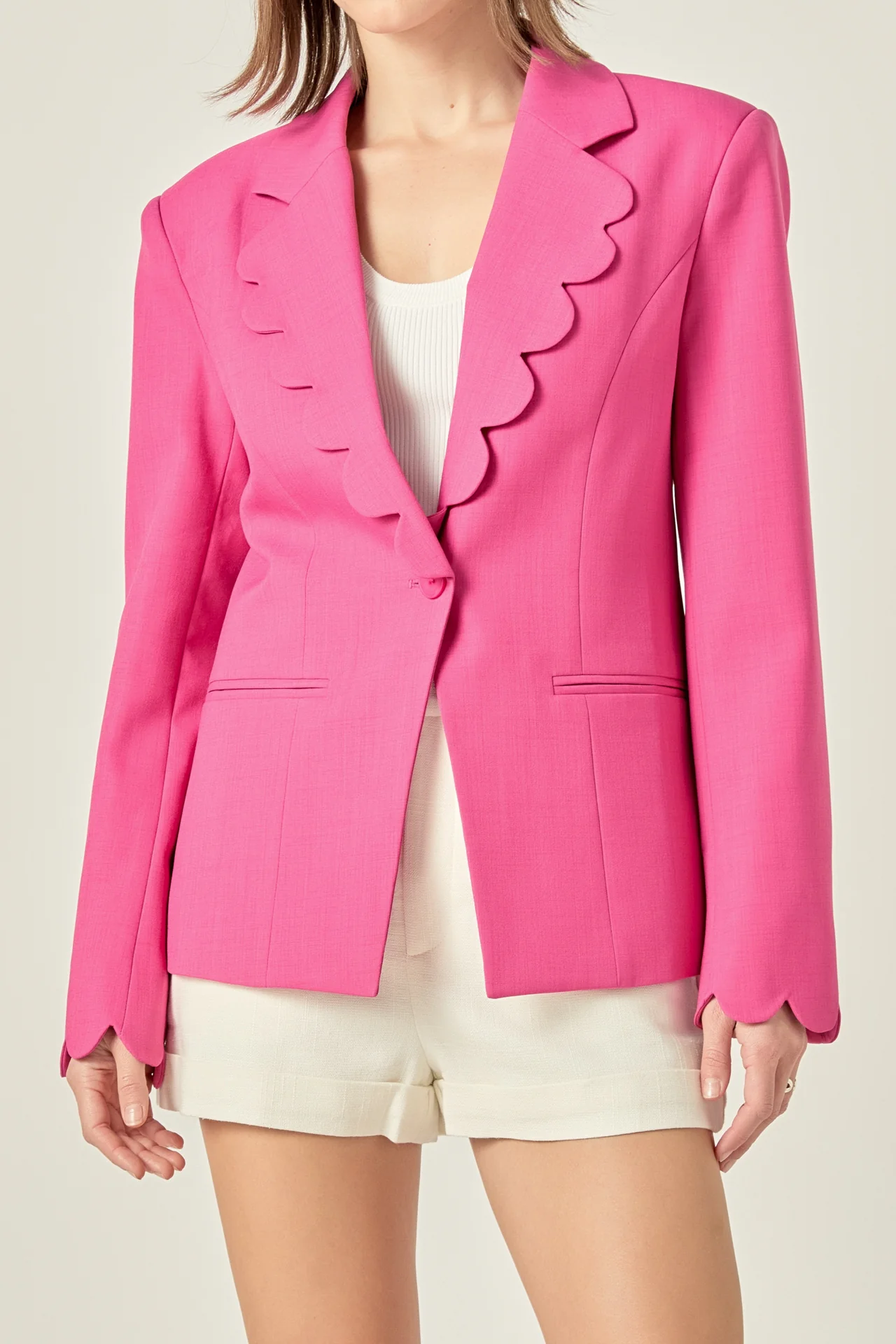Scallop Detailed Single Button Jacket - Image 2