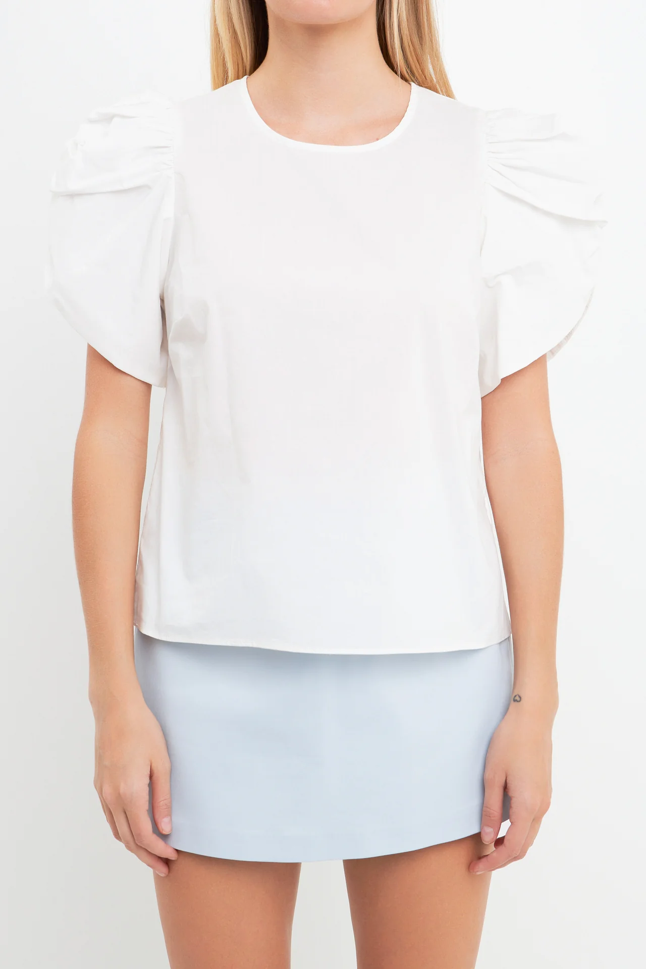Shirring Detail Sleeve Top - Image 2