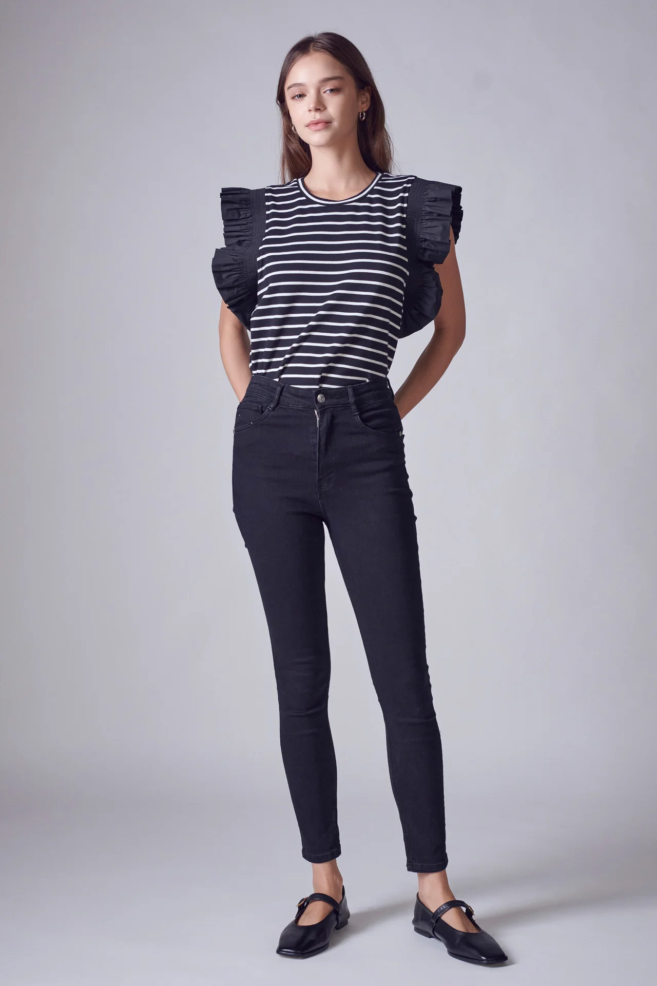 Ruffle Cap Sleeve Top
