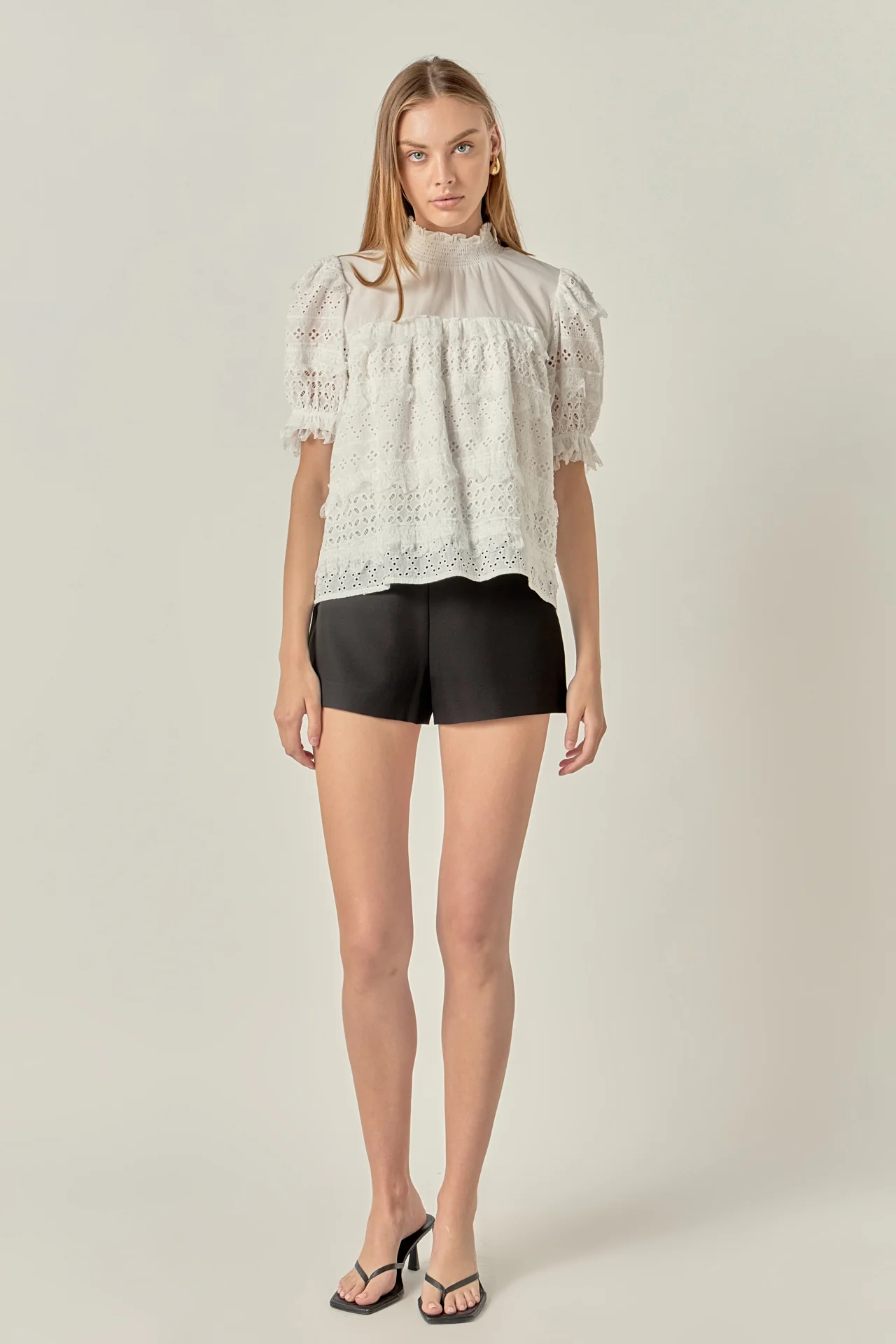 Short Sleeve Lace Babydoll Top