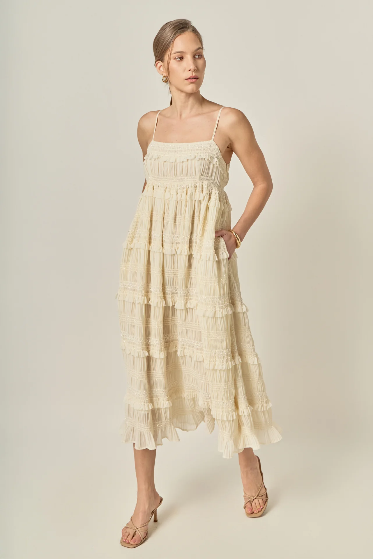 Smocked Sleeveless Midi Dress - Image 7