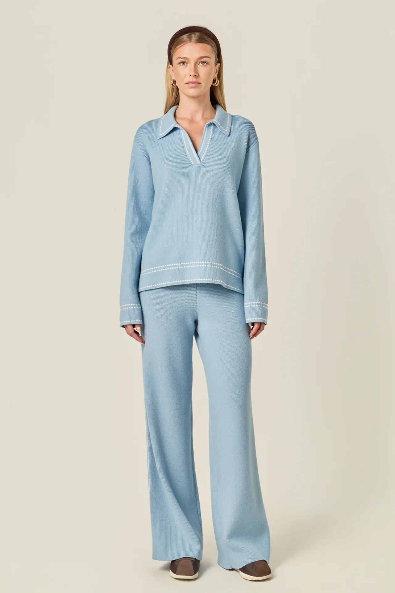 Stitch Detailed Polo Knit