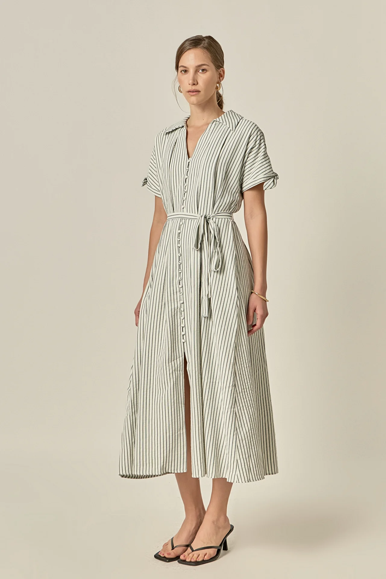 Pinstripe Polished Shirt Dress - Image 4