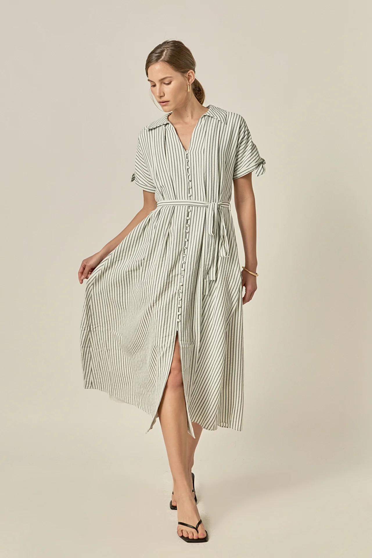 Pinstripe Polished Shirt Dress - Image 7