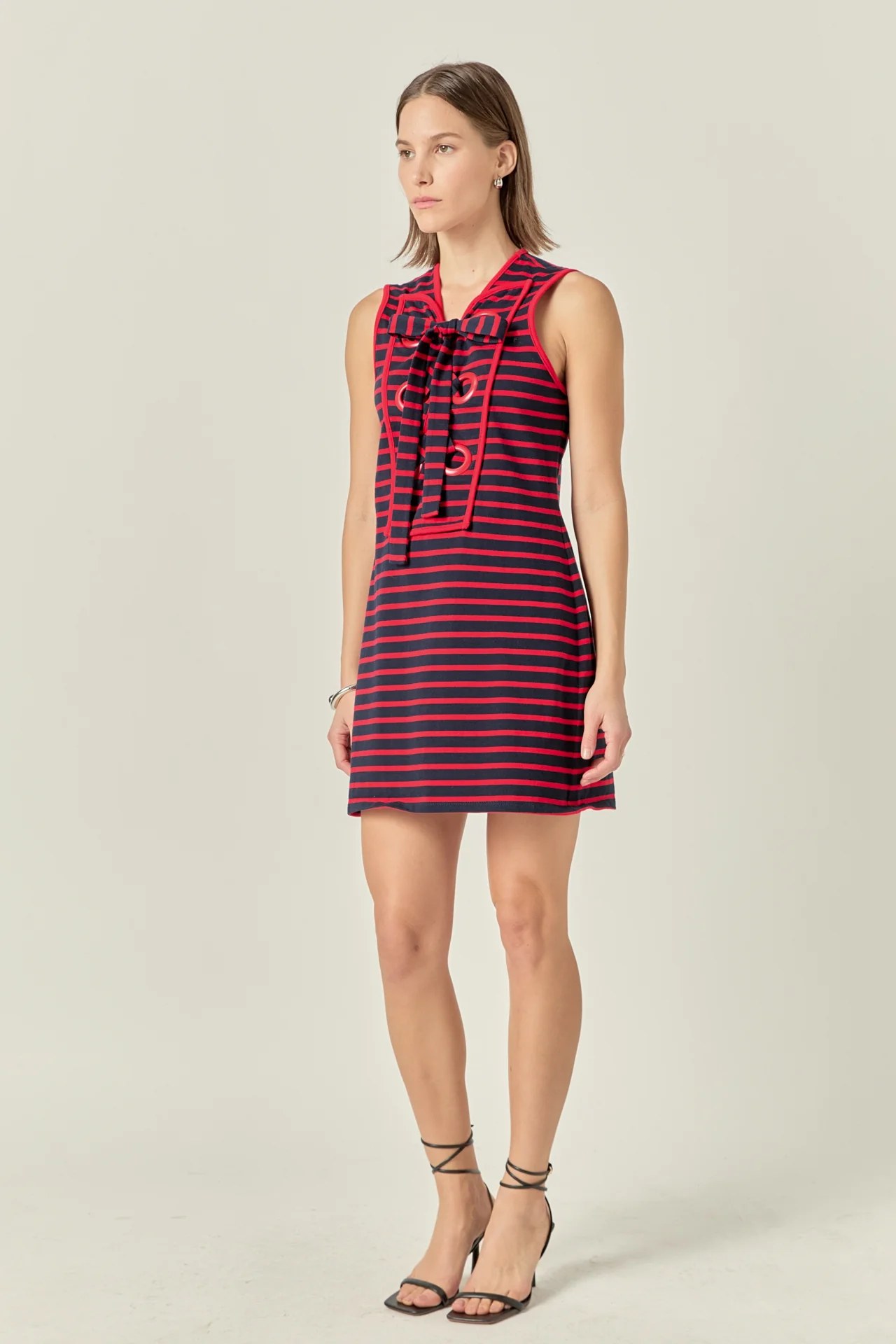 Striped Knit Lace Up Dress - Image 8