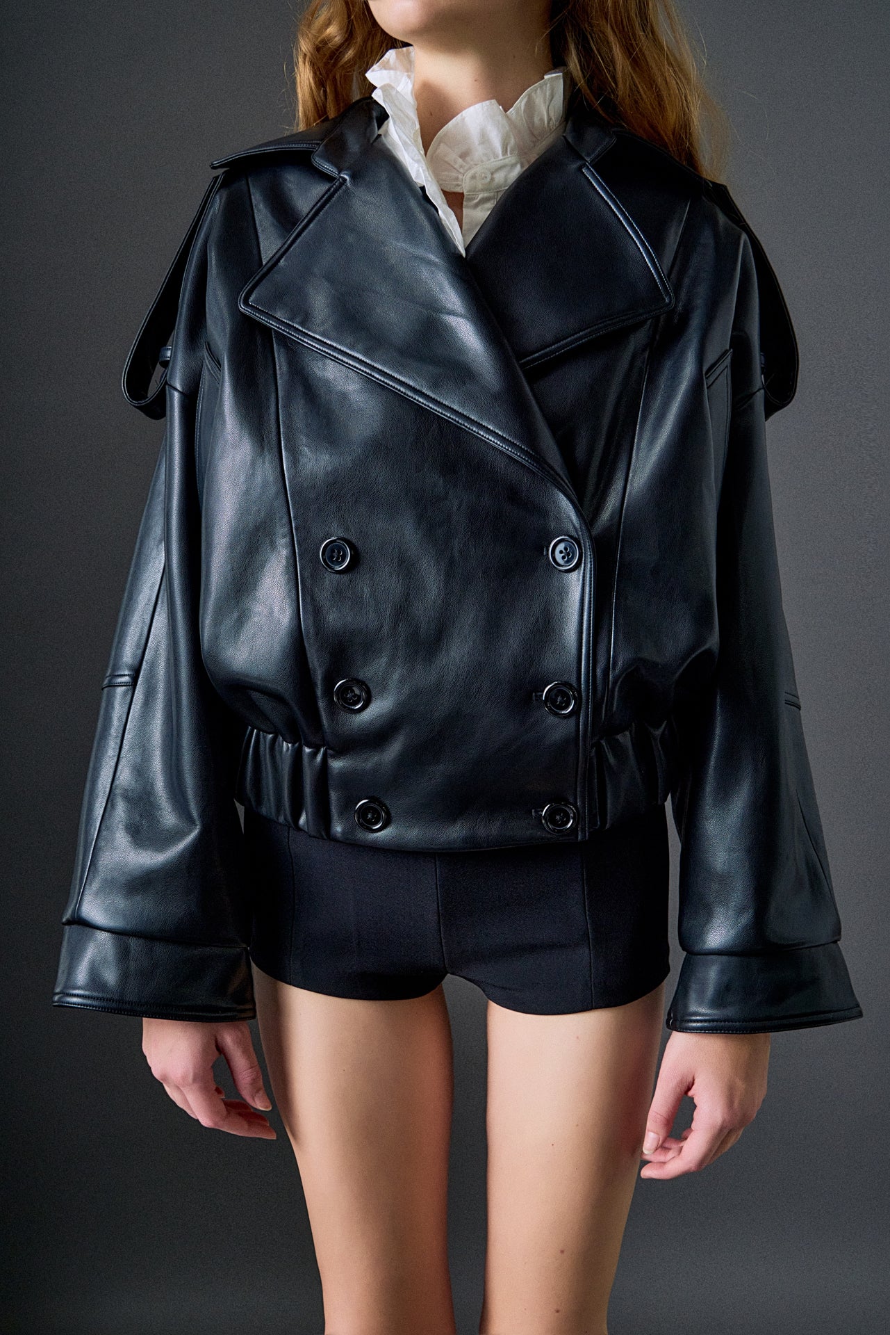 Trench Faux Leather Jacket - Image 2