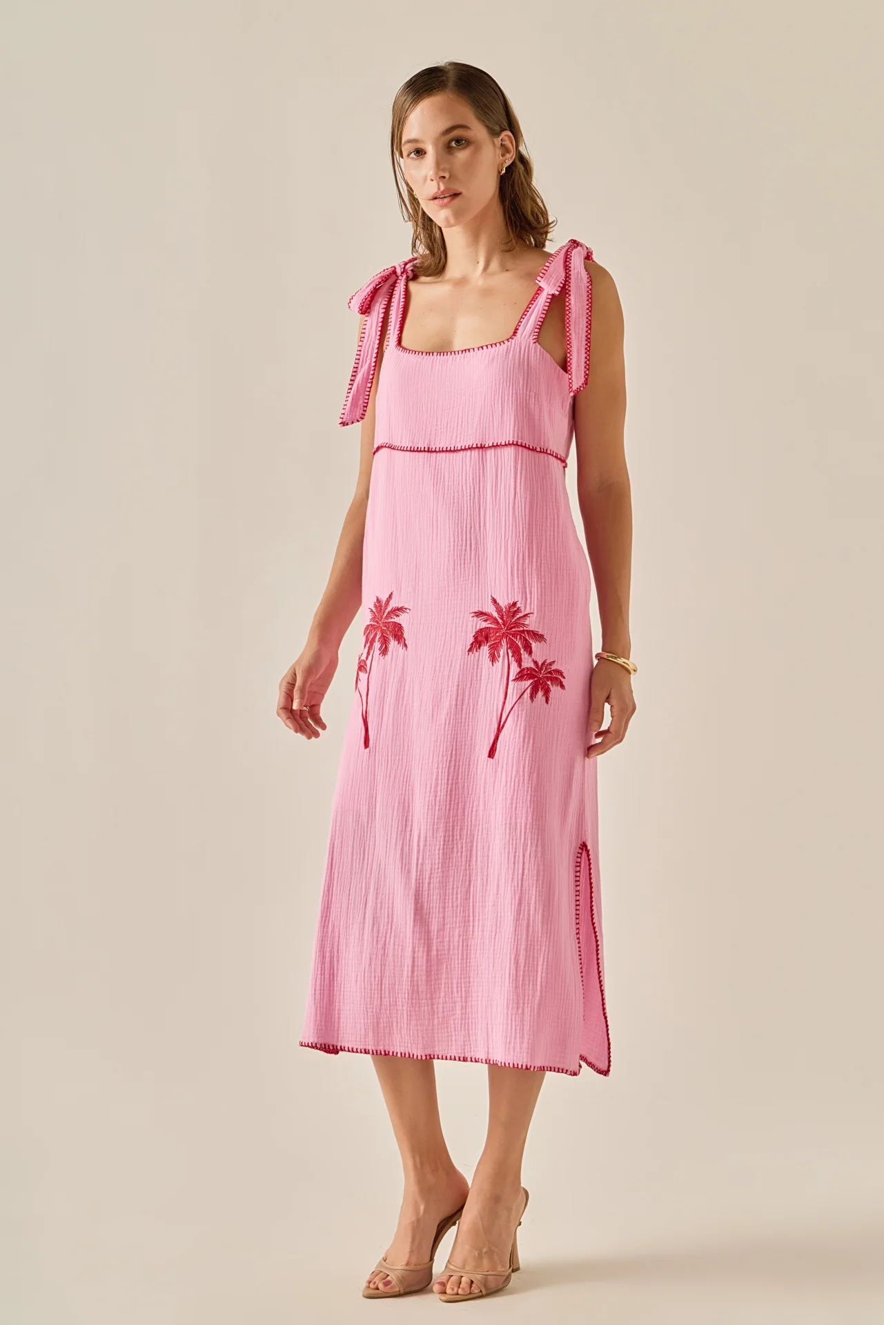 The Aria Tropical Embroidered Midi Dress - Image 3