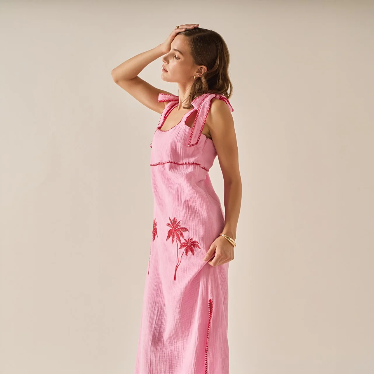 The Aria Tropical Embroidered Midi Dress - Image 6