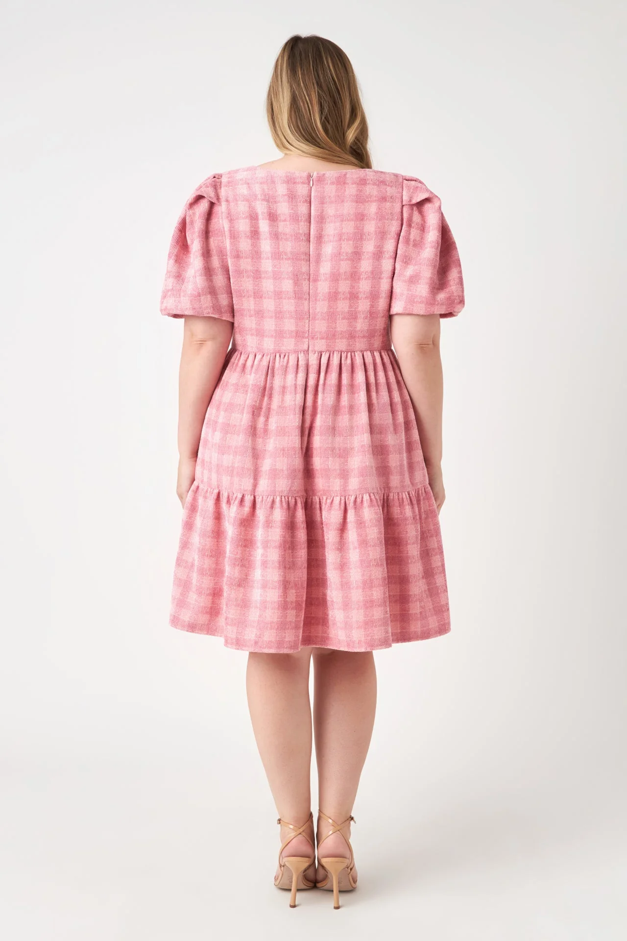Plus Size Tweed Babydoll Dress - Image 4